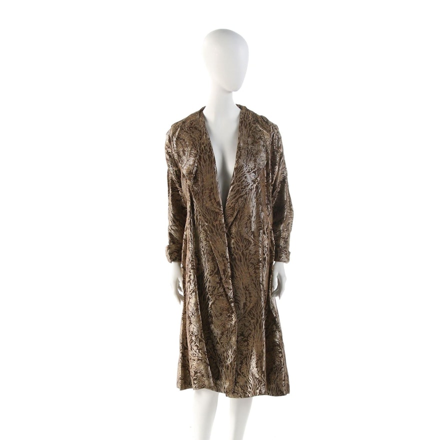 Metallic Bronze Brocade Swing Jacket, 1960s Vintage