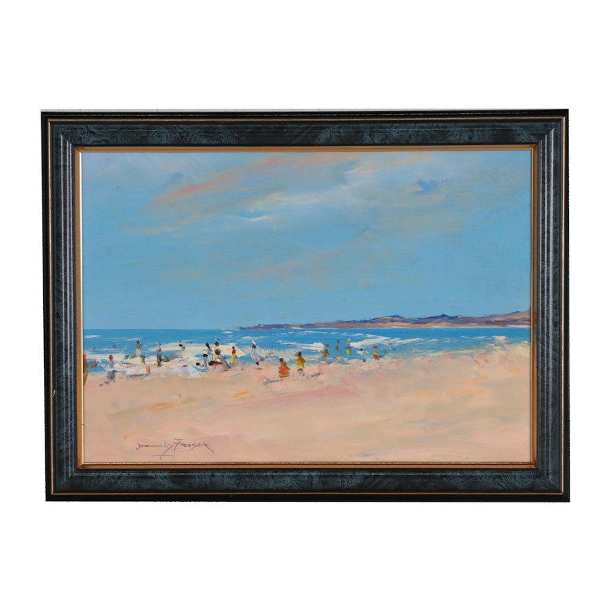 Donald Fraser Beach Scene Oil Painting