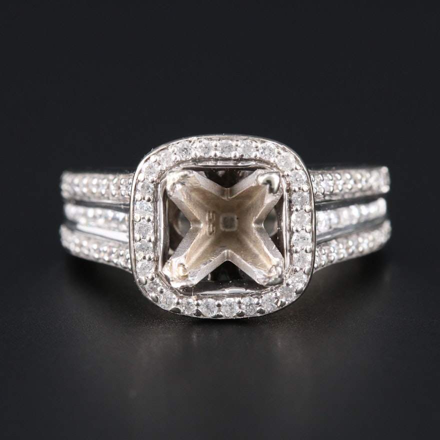 14K White Gold Diamond Semi-Mount RIng