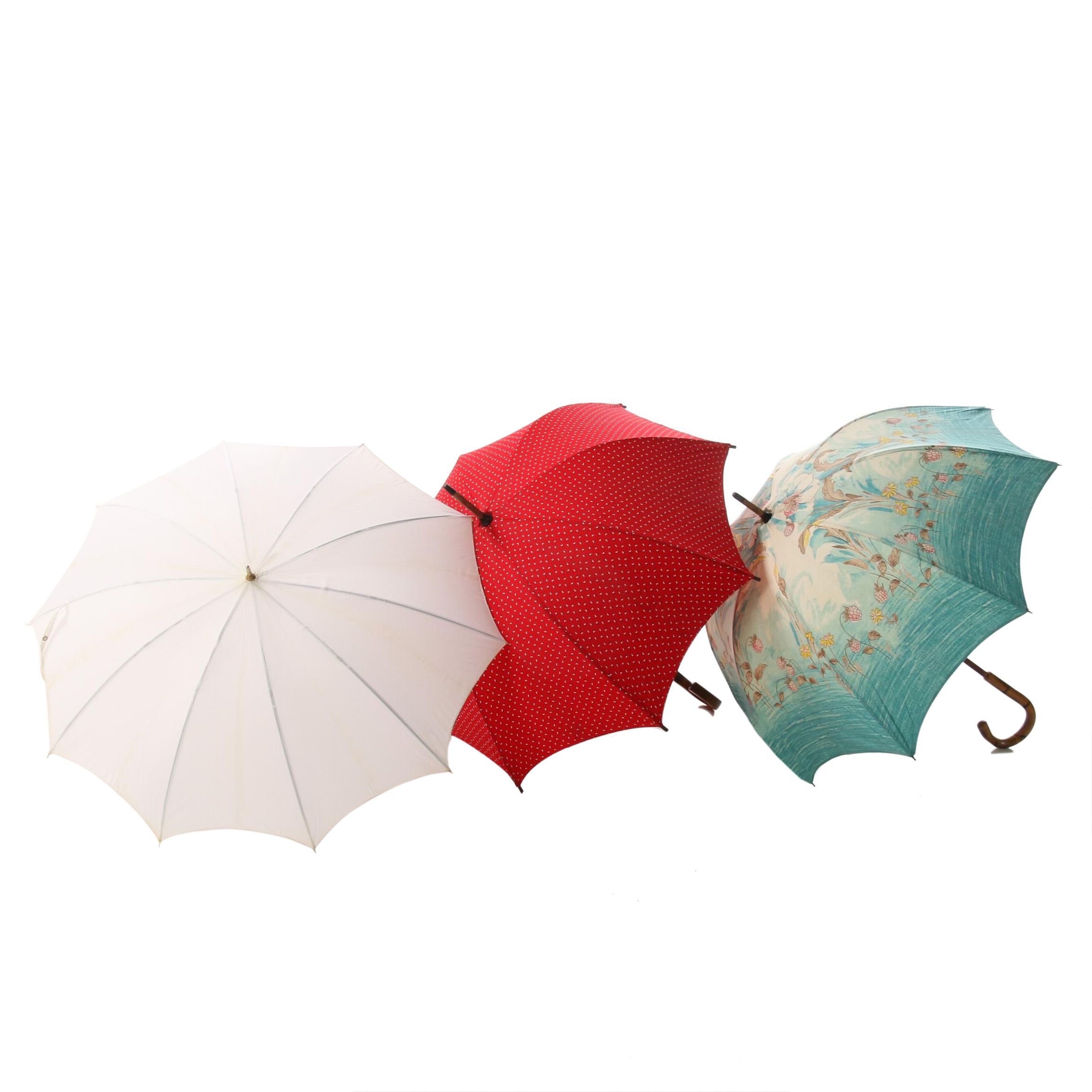 Austrian and Italian Made Cotton and Nylon Parasols, Vintage