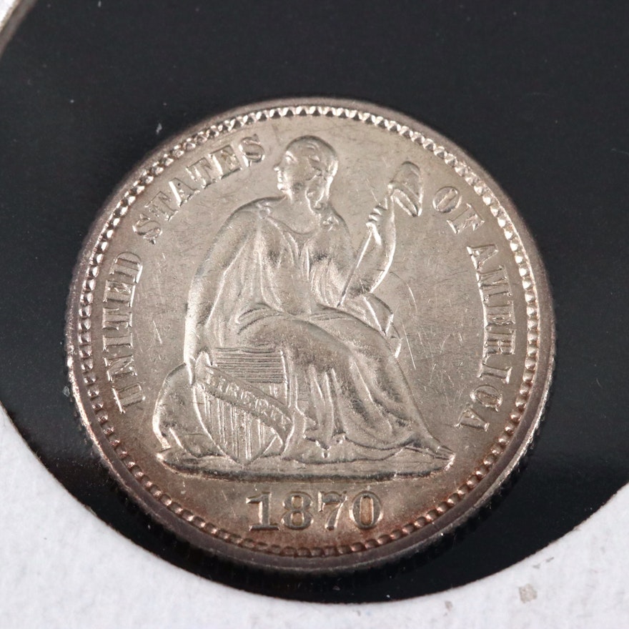 1870 Seated Liberty Silver Half Dime