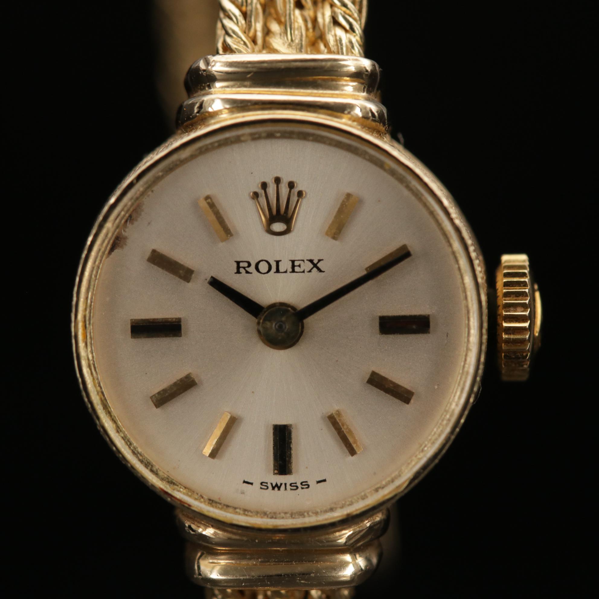 Vintage Rolex 14K Yellow Gold Stem Wind Cocktail Watch