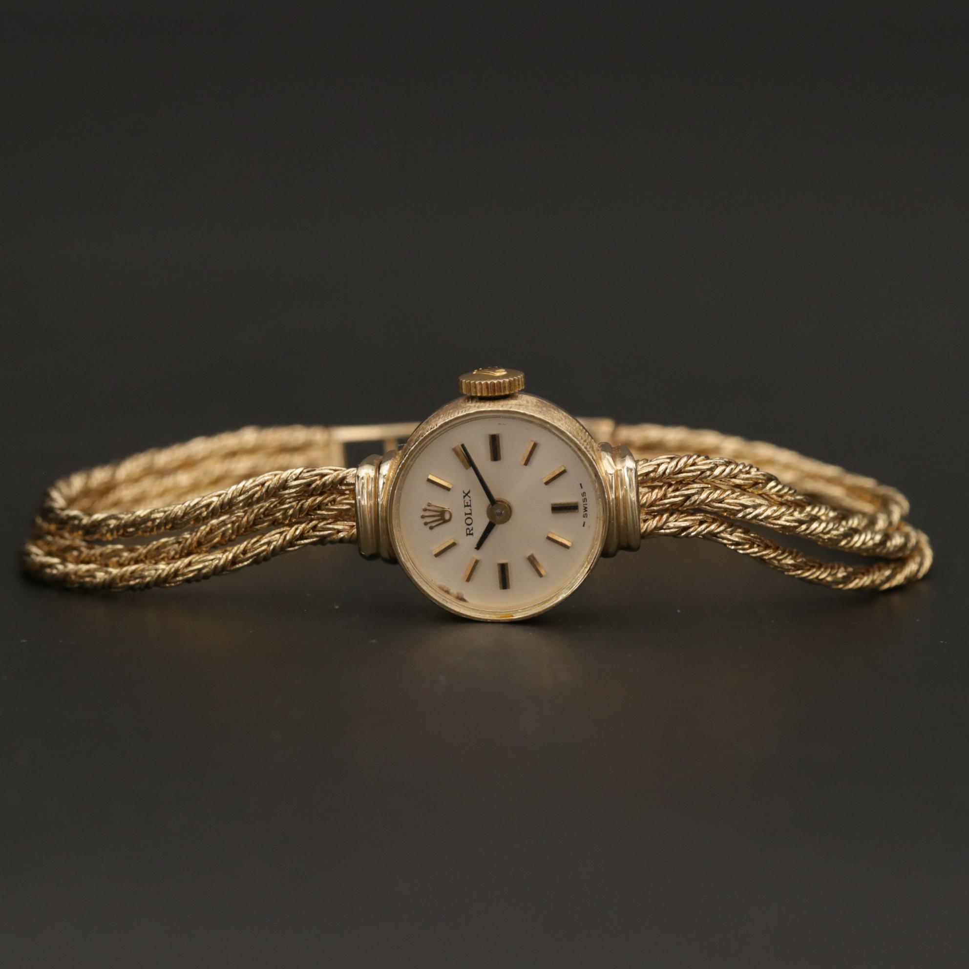 Vintage Rolex 14K Yellow Gold Stem Wind Cocktail Watch