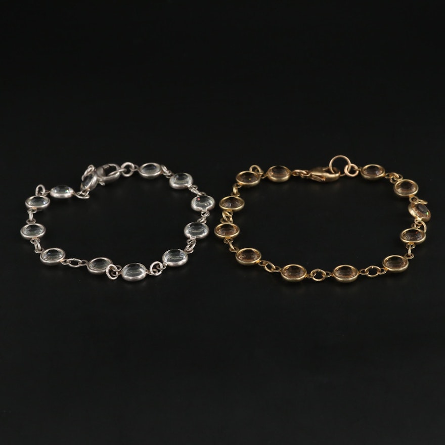 Sterling Silver and Gold Filled Glass Station Bracelets
