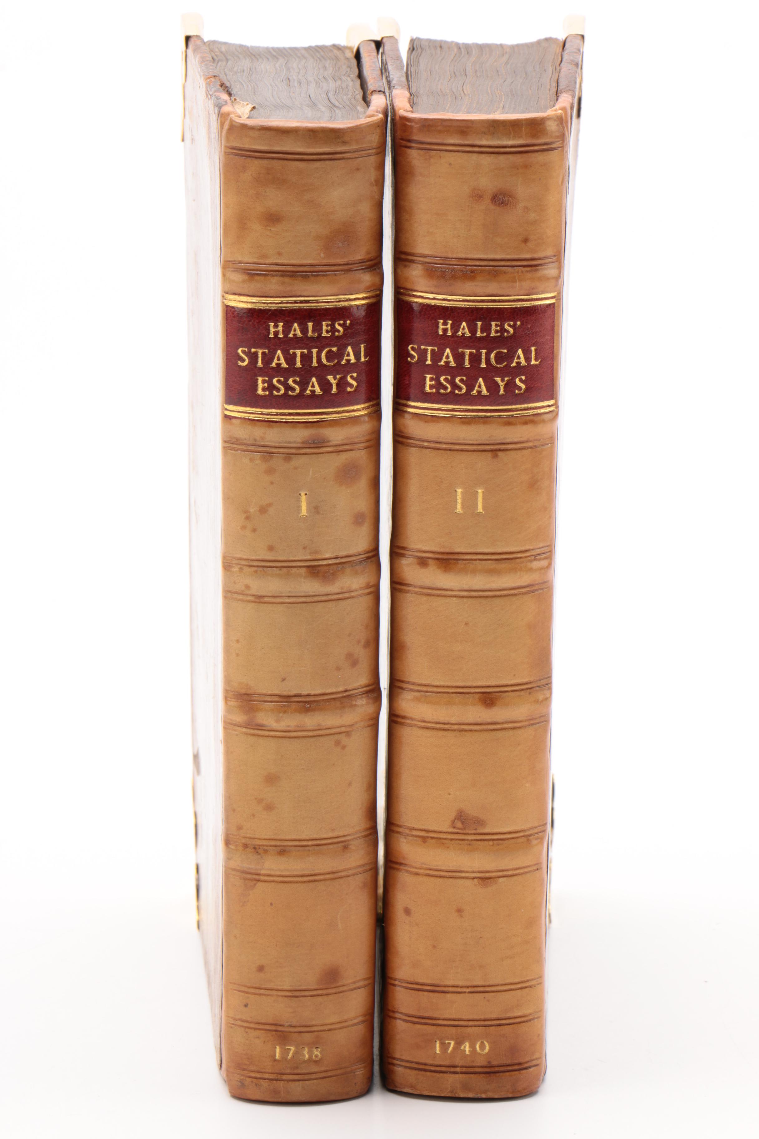 Two-Volume "Statical Essays" Third Edition by Stephen Hales, 1738–1740