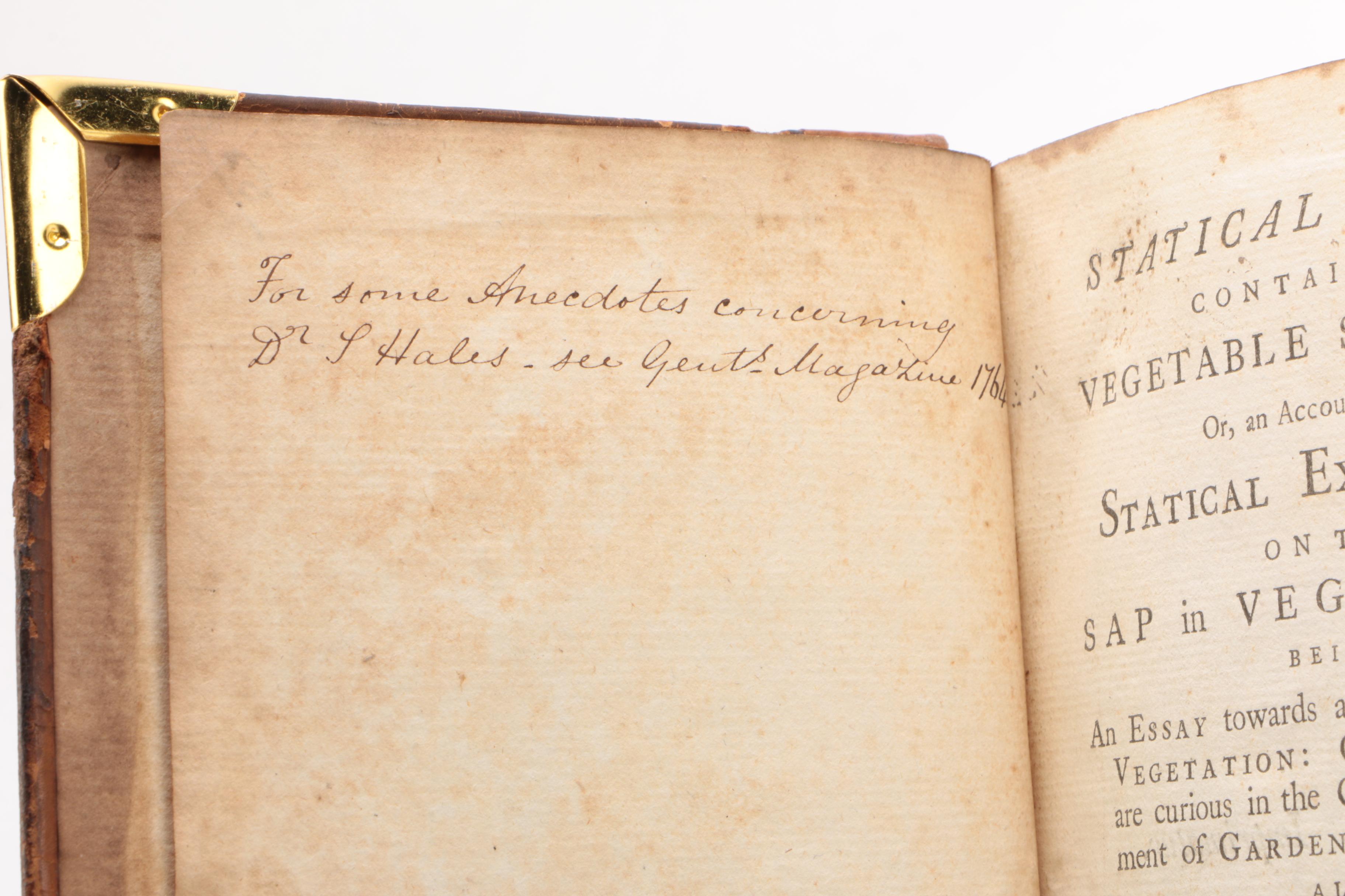 Two-Volume "Statical Essays" Third Edition by Stephen Hales, 1738–1740