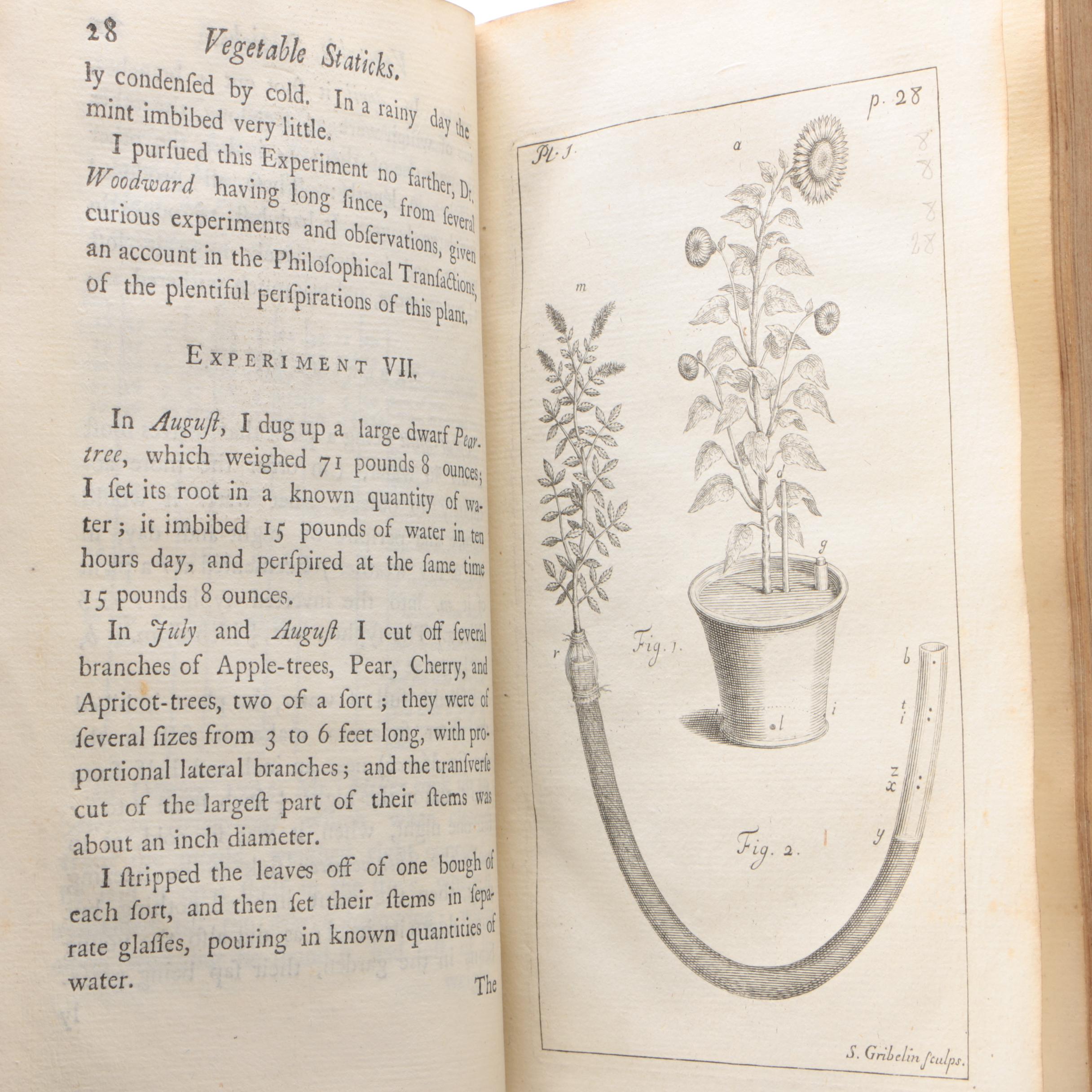 Two-Volume "Statical Essays" Third Edition by Stephen Hales, 1738–1740