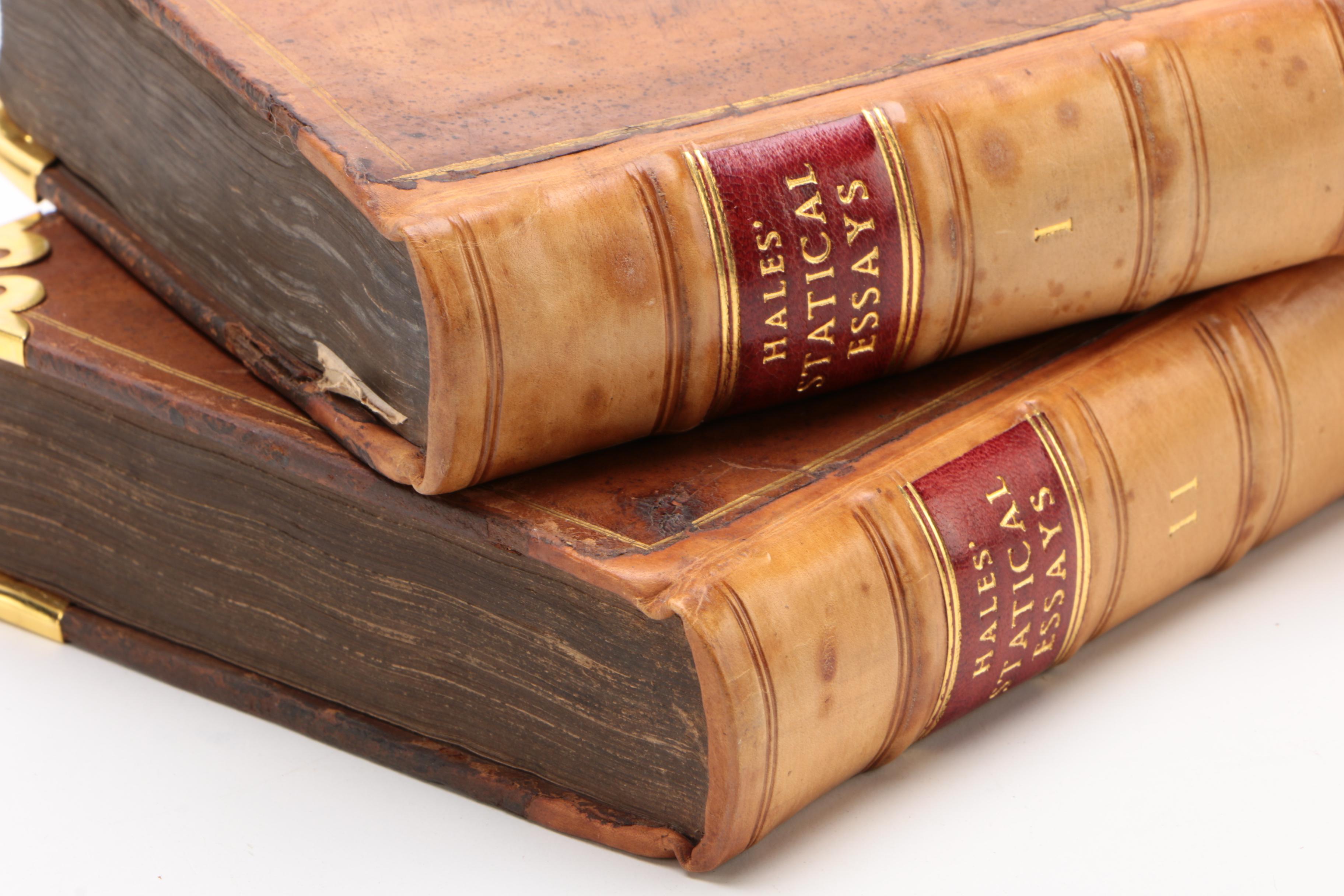 Two-Volume "Statical Essays" Third Edition by Stephen Hales, 1738–1740