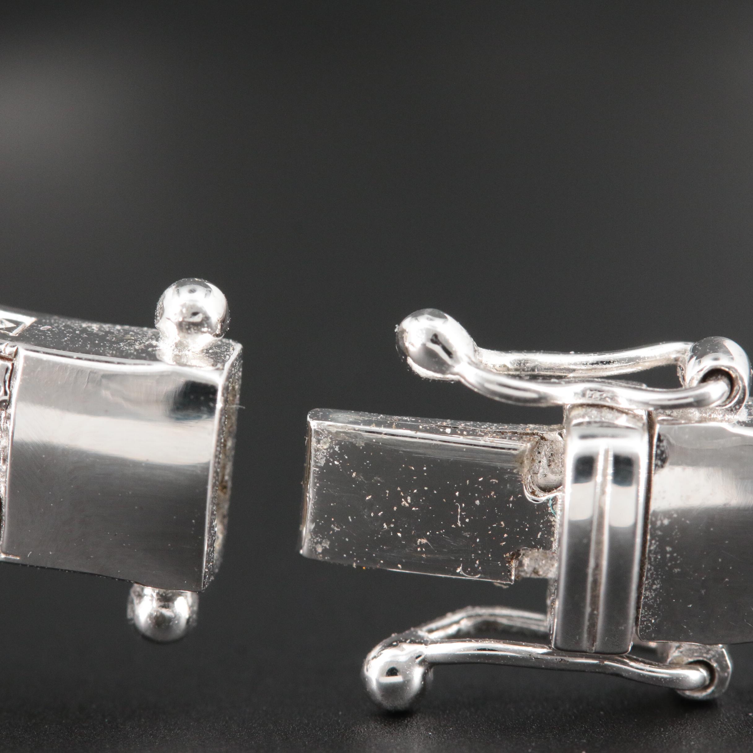 Vintage Style Sterling Silver Emerald and Diamond Bangle Bracelet