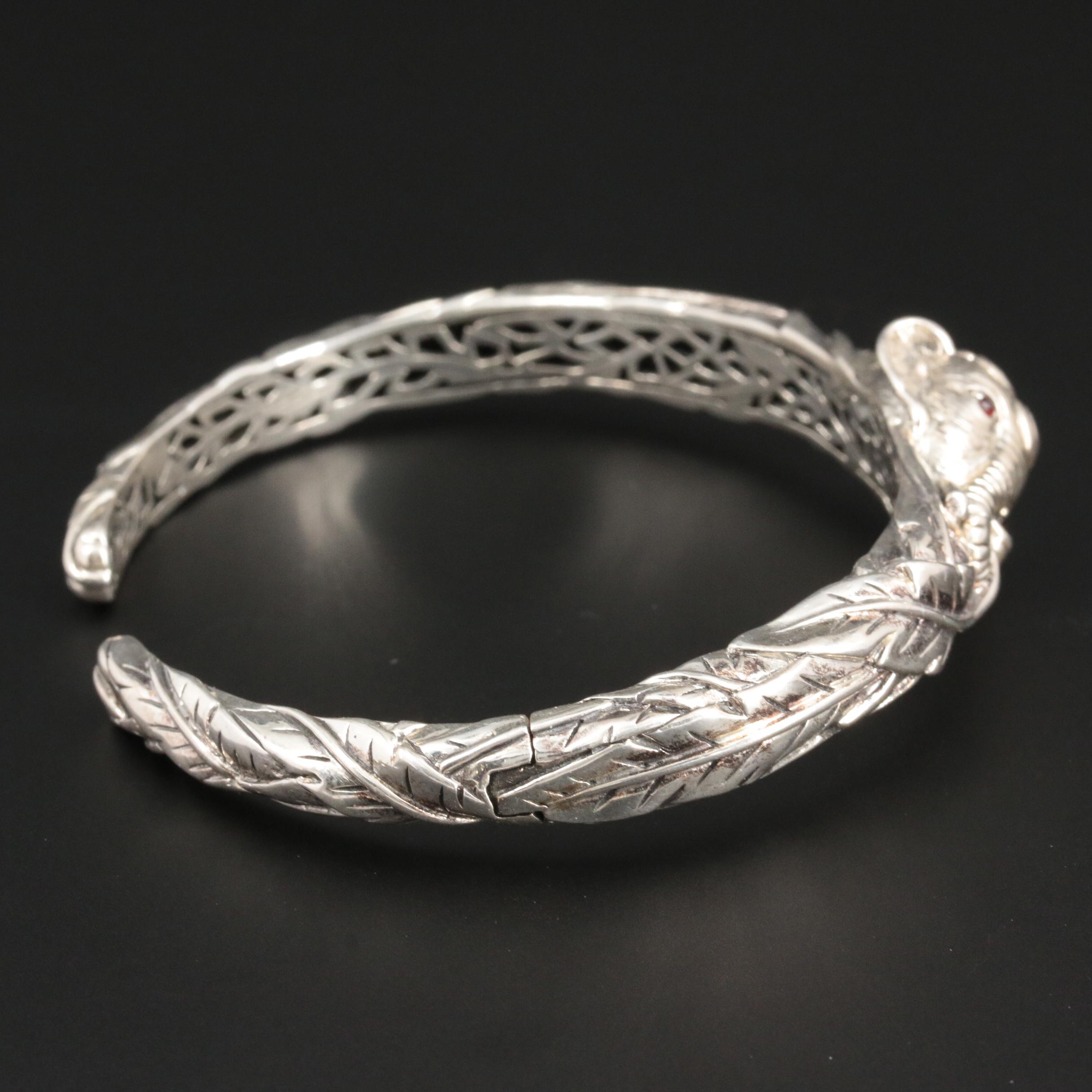 JAI By John Hardy Sterling Silver Garnet Elephant Bracelet With 14K Gold Accents