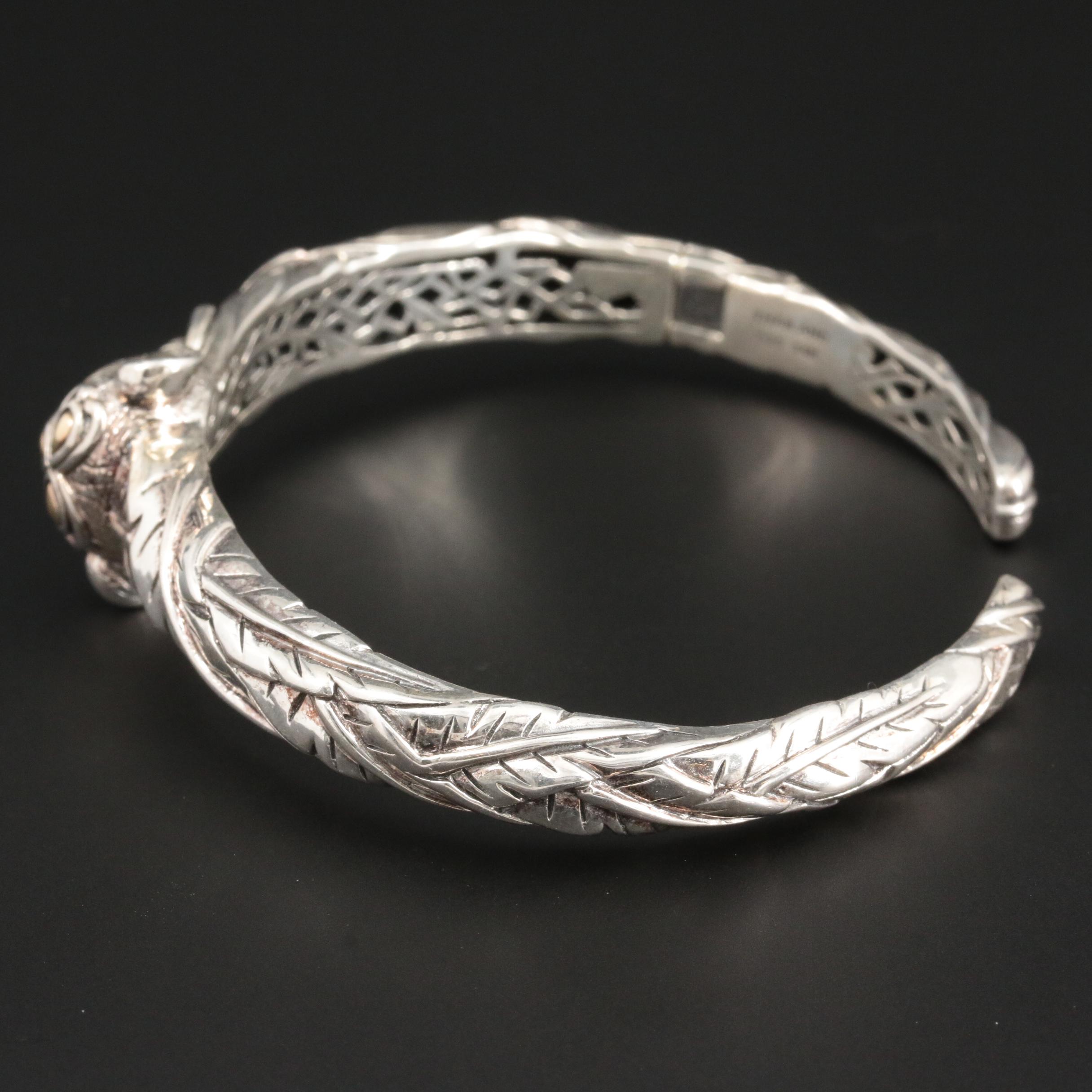 JAI By John Hardy Sterling Silver Garnet Elephant Bracelet With 14K Gold Accents