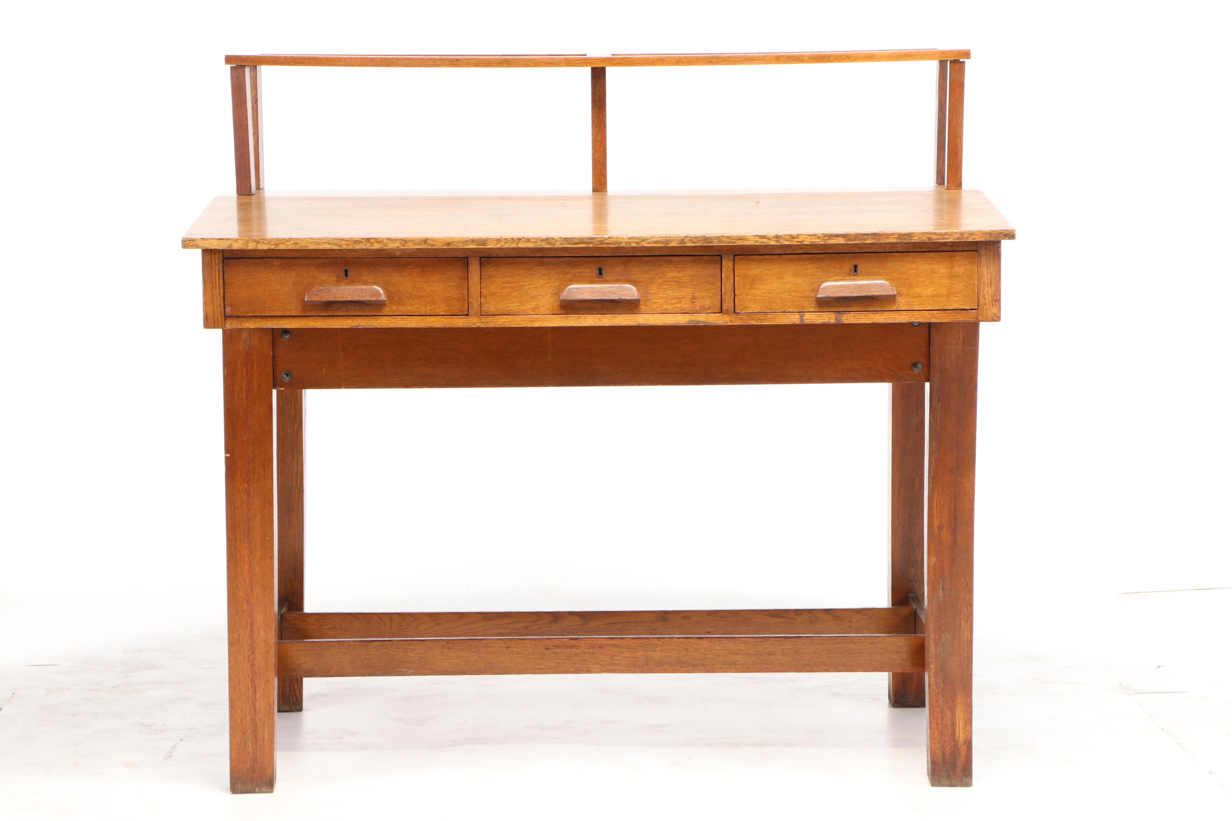 Antique Oak Bank Teller Table