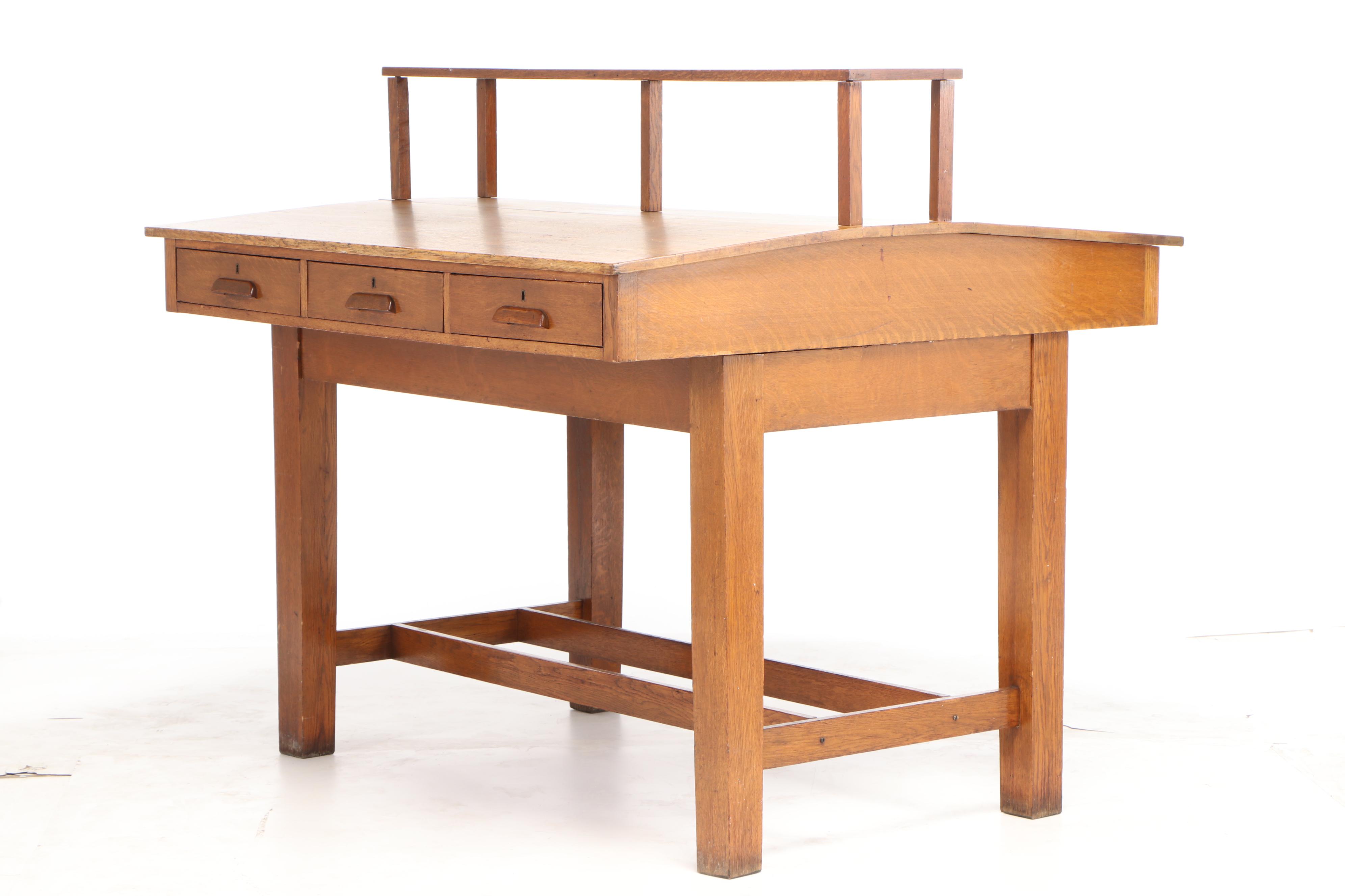 Antique Oak Bank Teller Table