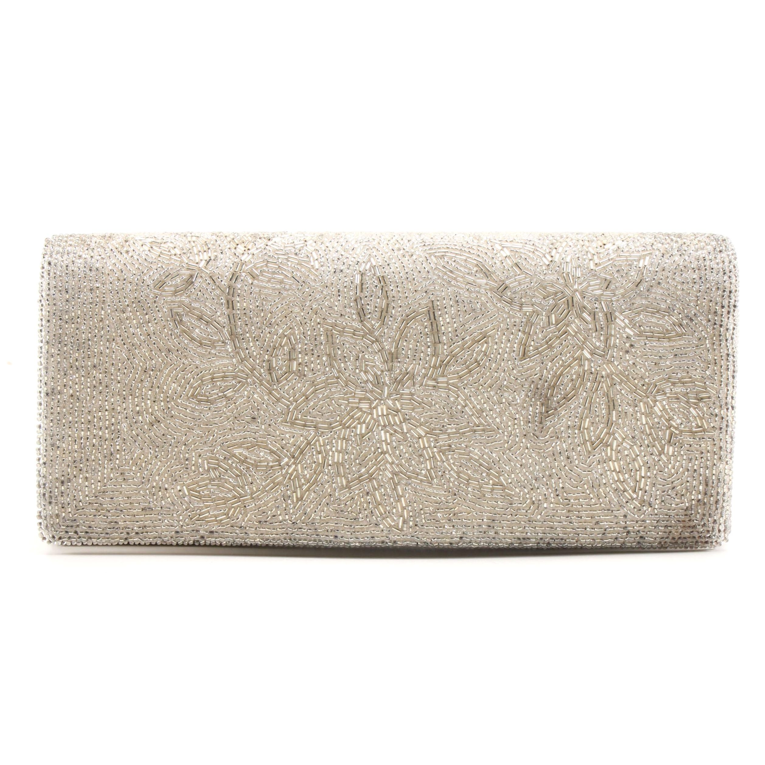 Japanese Wako Co., Ltd. Glass Beaded Silk Clutch, Vintage