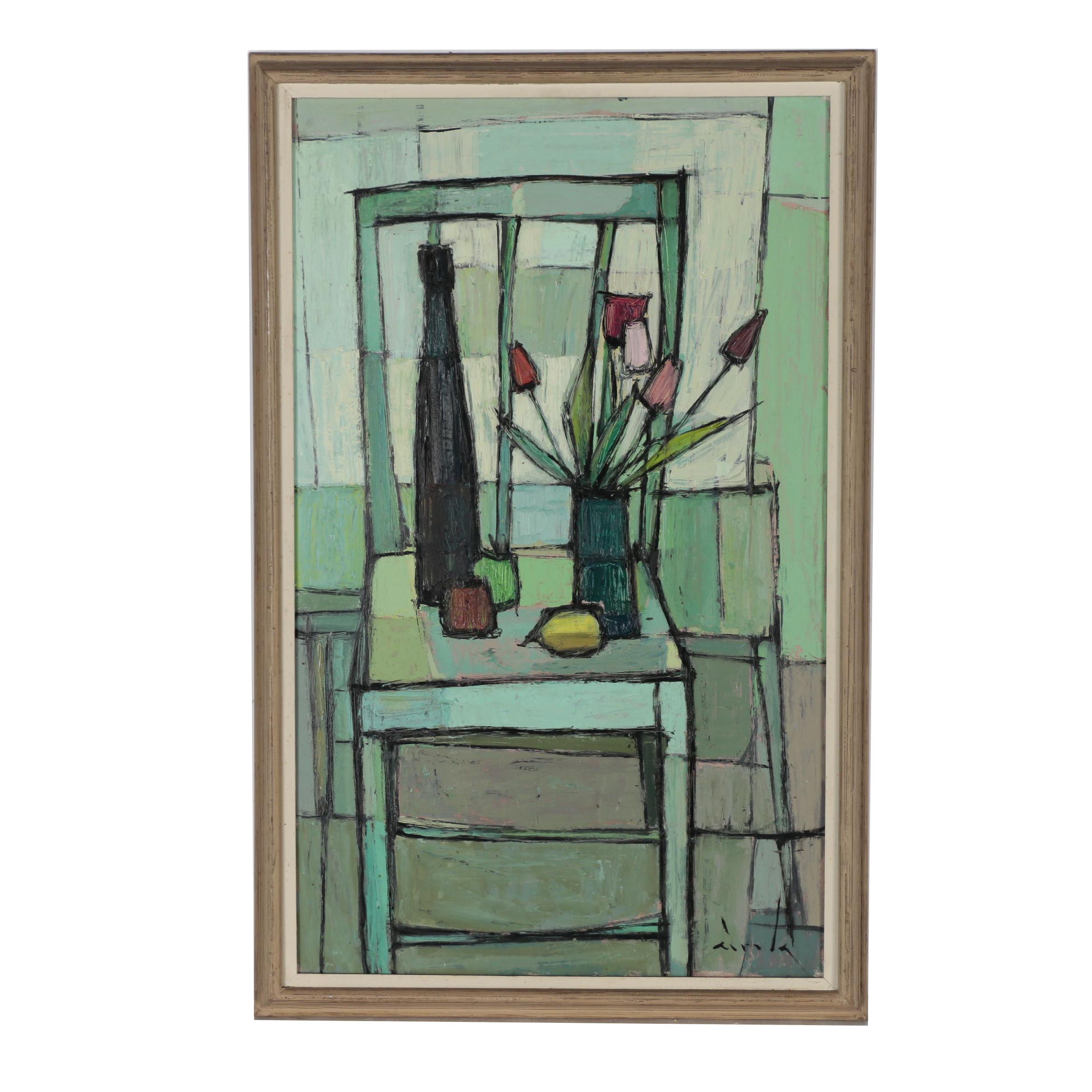 Paavo Airola Modernist Still Life Oil Painting, Mid 20th Century