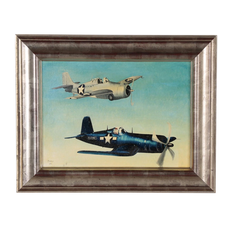 Oil Painting of WWII Era Fighter Planes