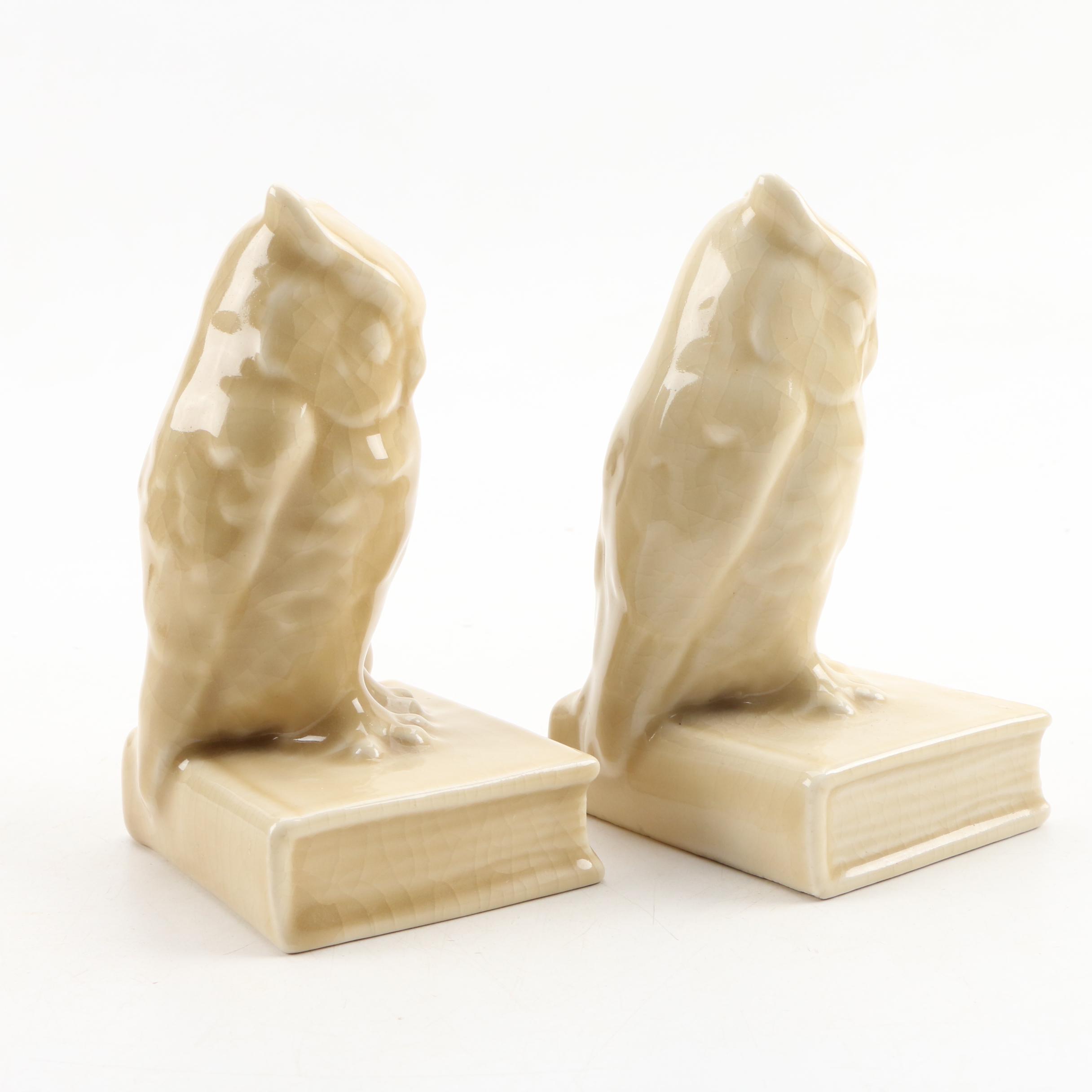 Rookwood Pottery Owl Bookends, 1945