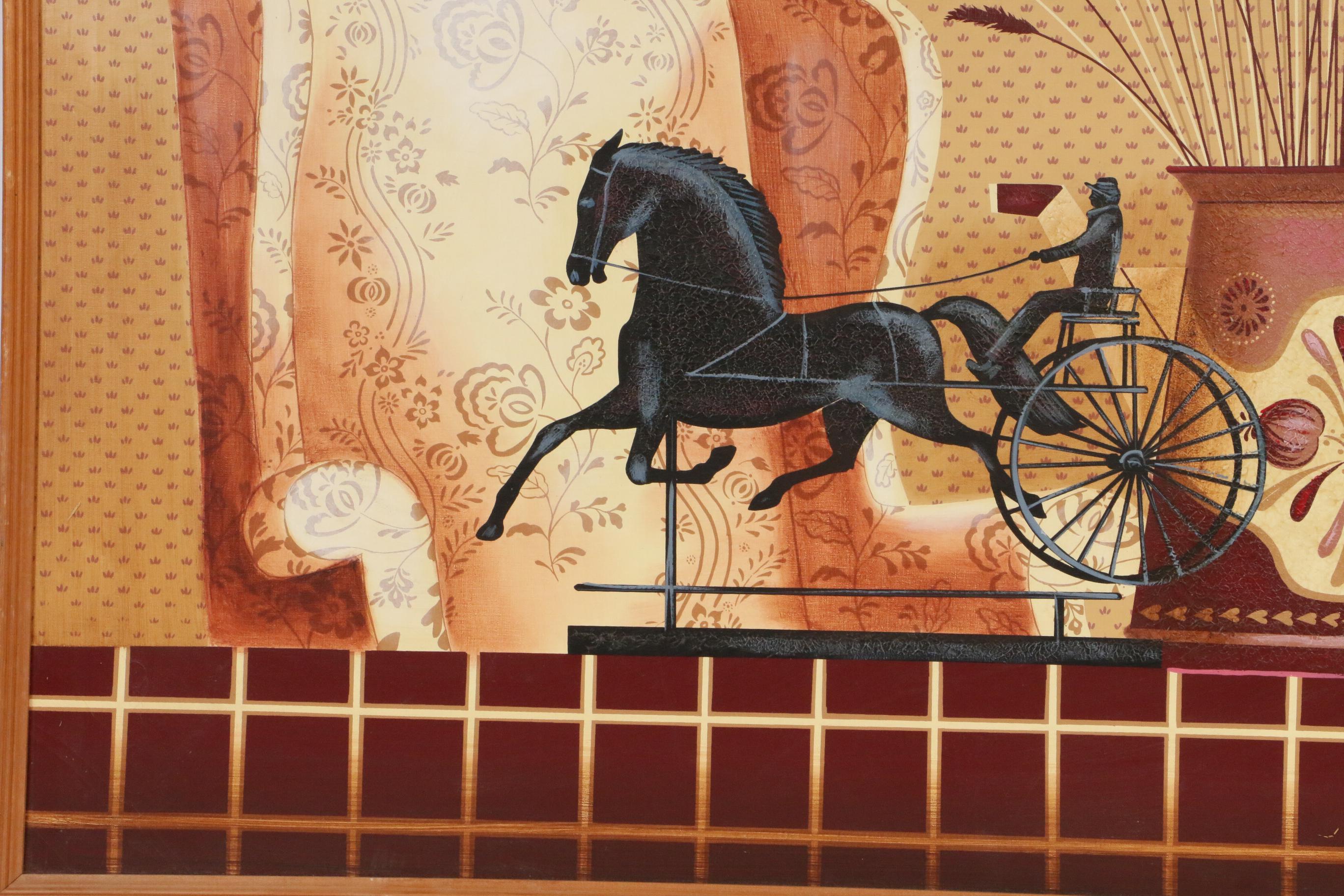 H. Huntington Folk Art Oil Painting