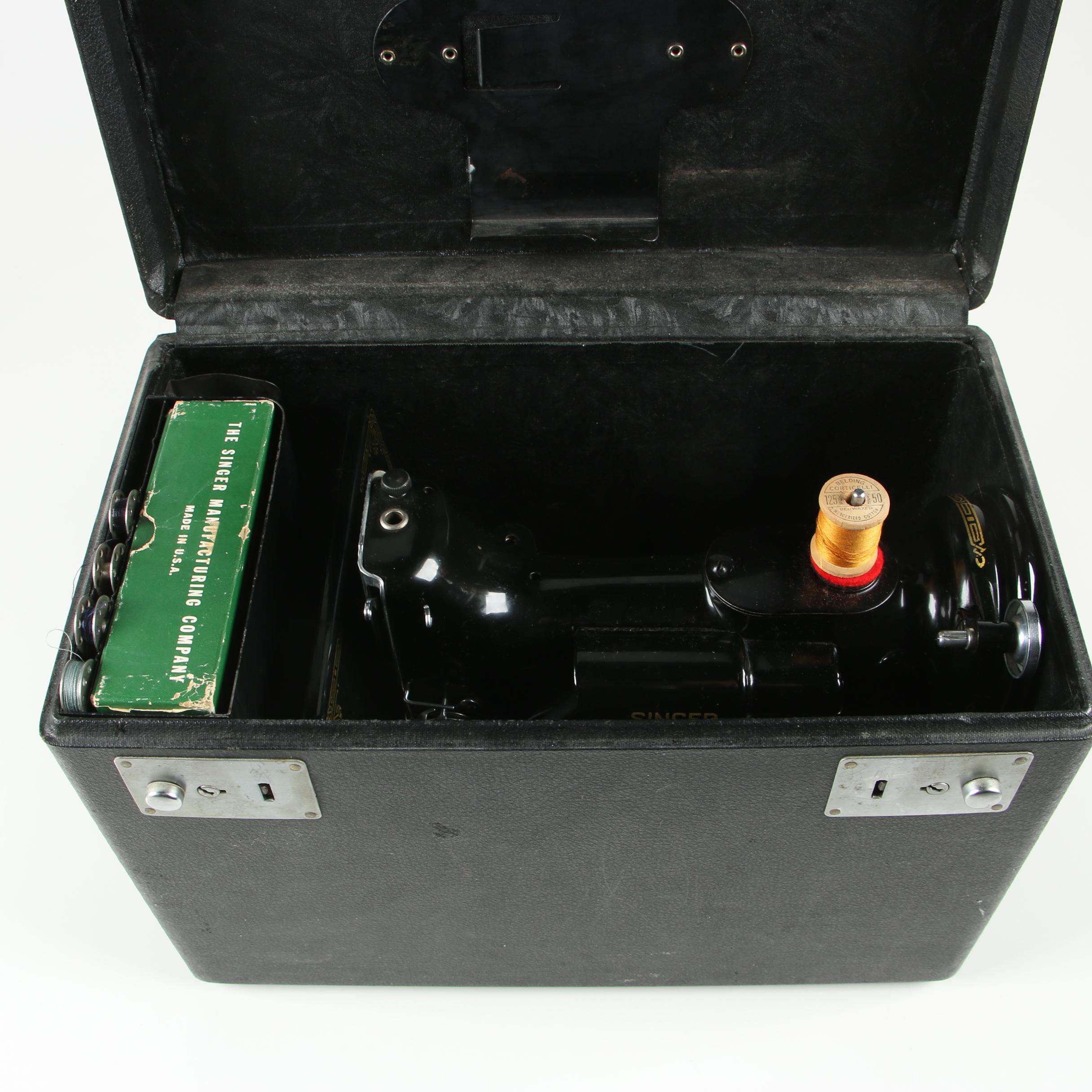 Singer Featherweight 221 Electric Sewing Machine with Case, AL Series, 1952