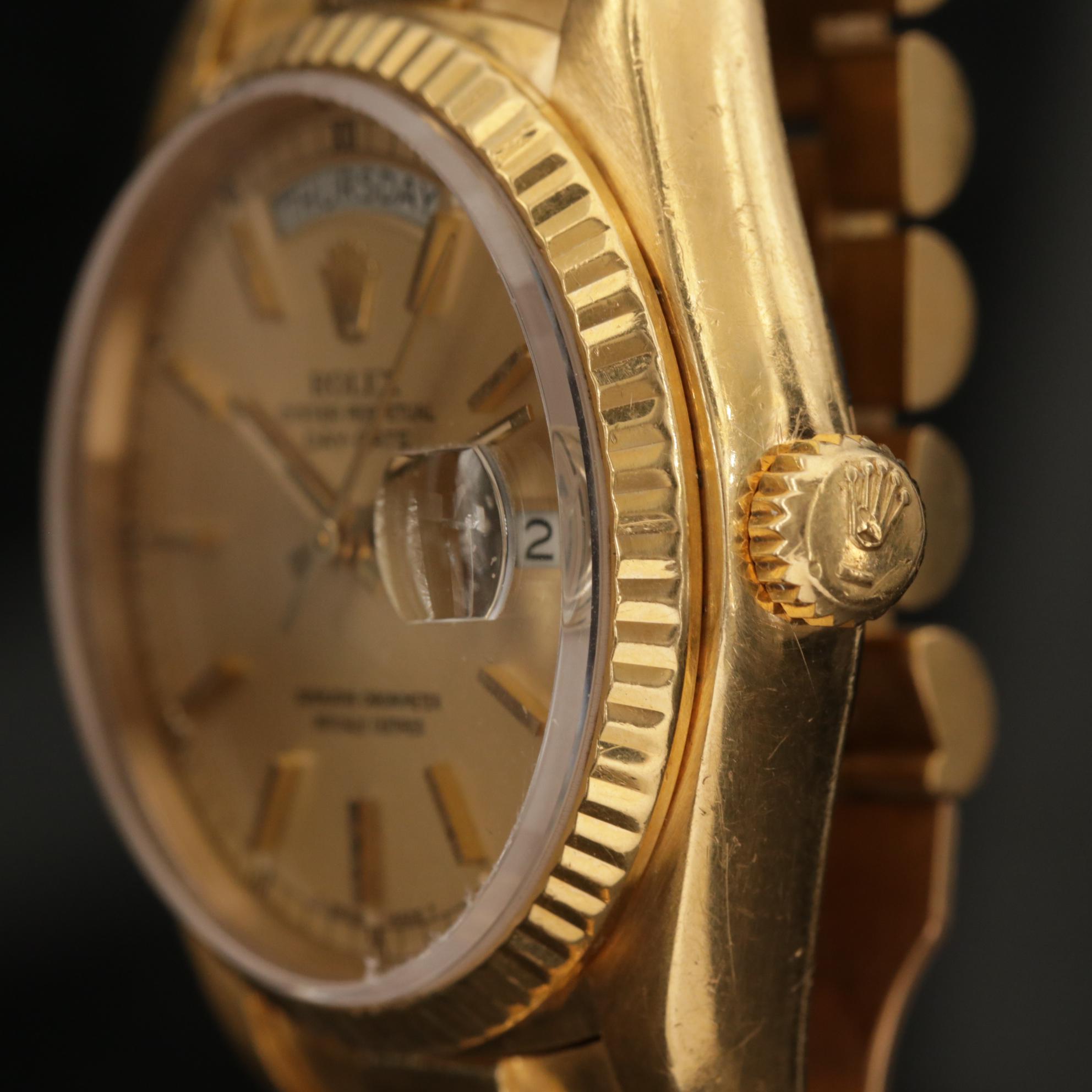 Rolex 18K Yellow Gold  Day - Date 18038 Automatic Watch, 1980