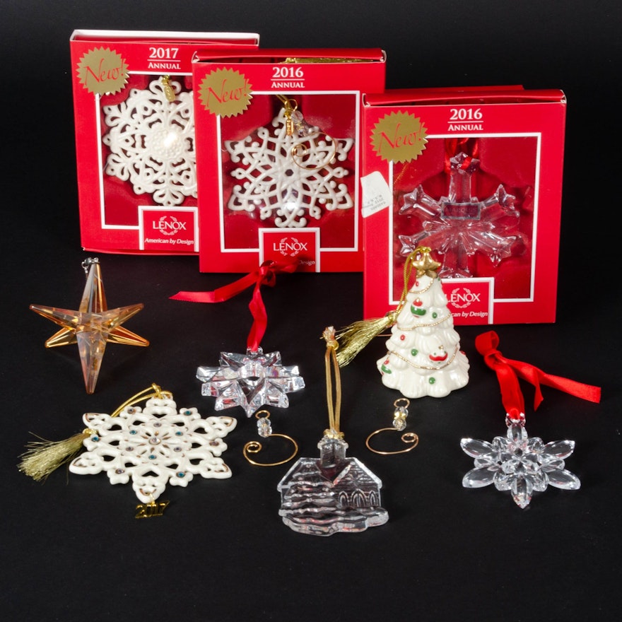 Orrefors, Lenox and Mikasa Annual and Other Christmas Ornaments