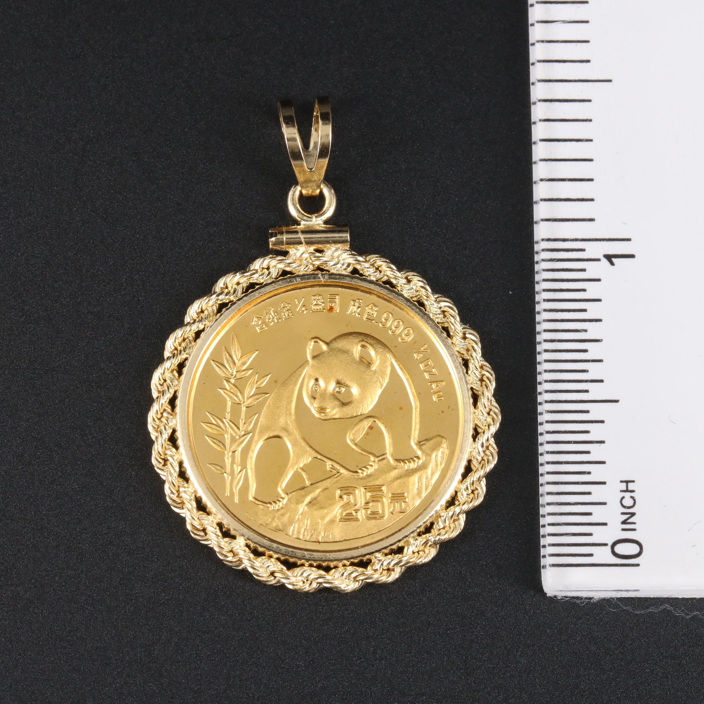 14K Pendant with 1990 China 1/4 Ounce 25 Yuan Gold Panda Coin