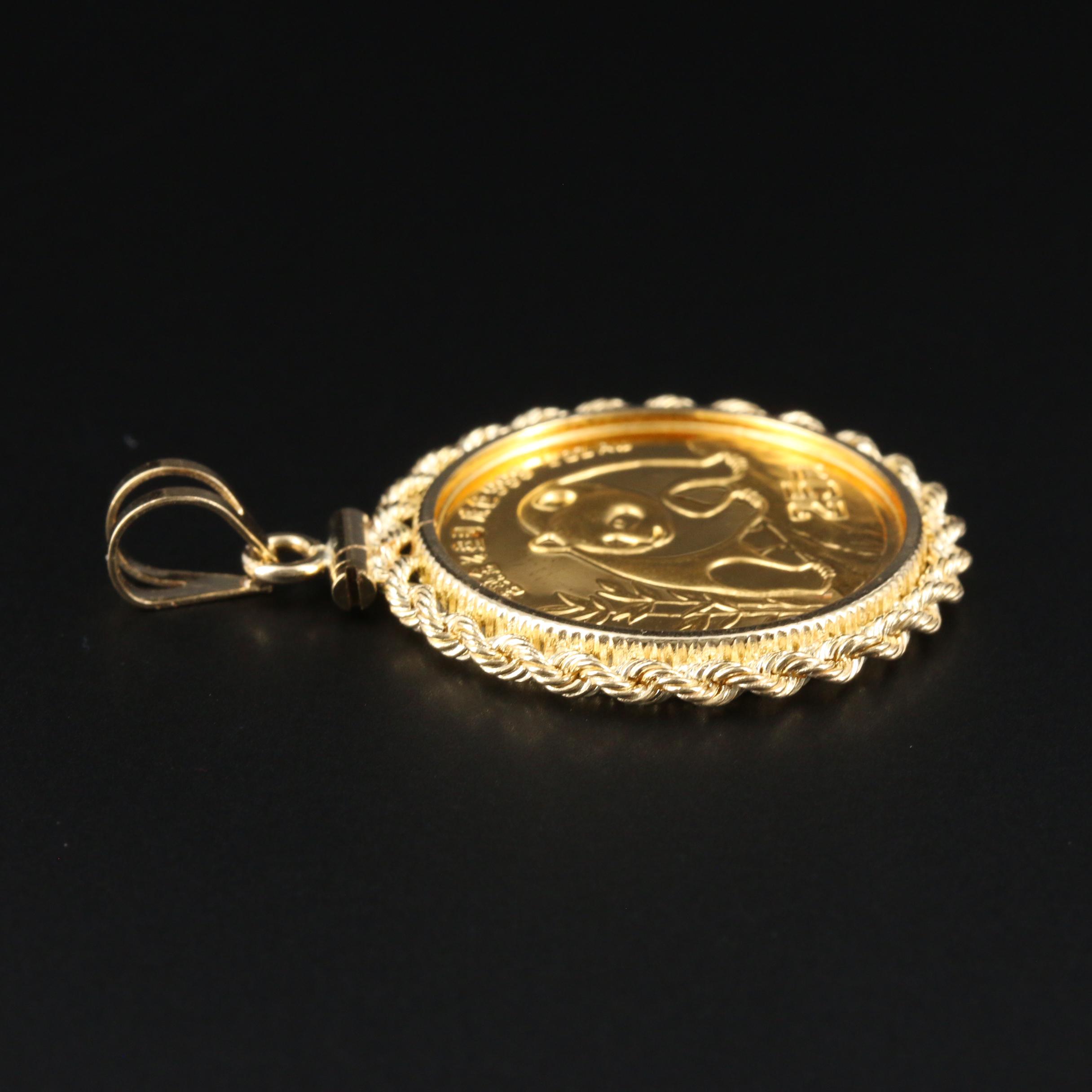 14K Pendant with 1990 China 1/4 Ounce 25 Yuan Gold Panda Coin