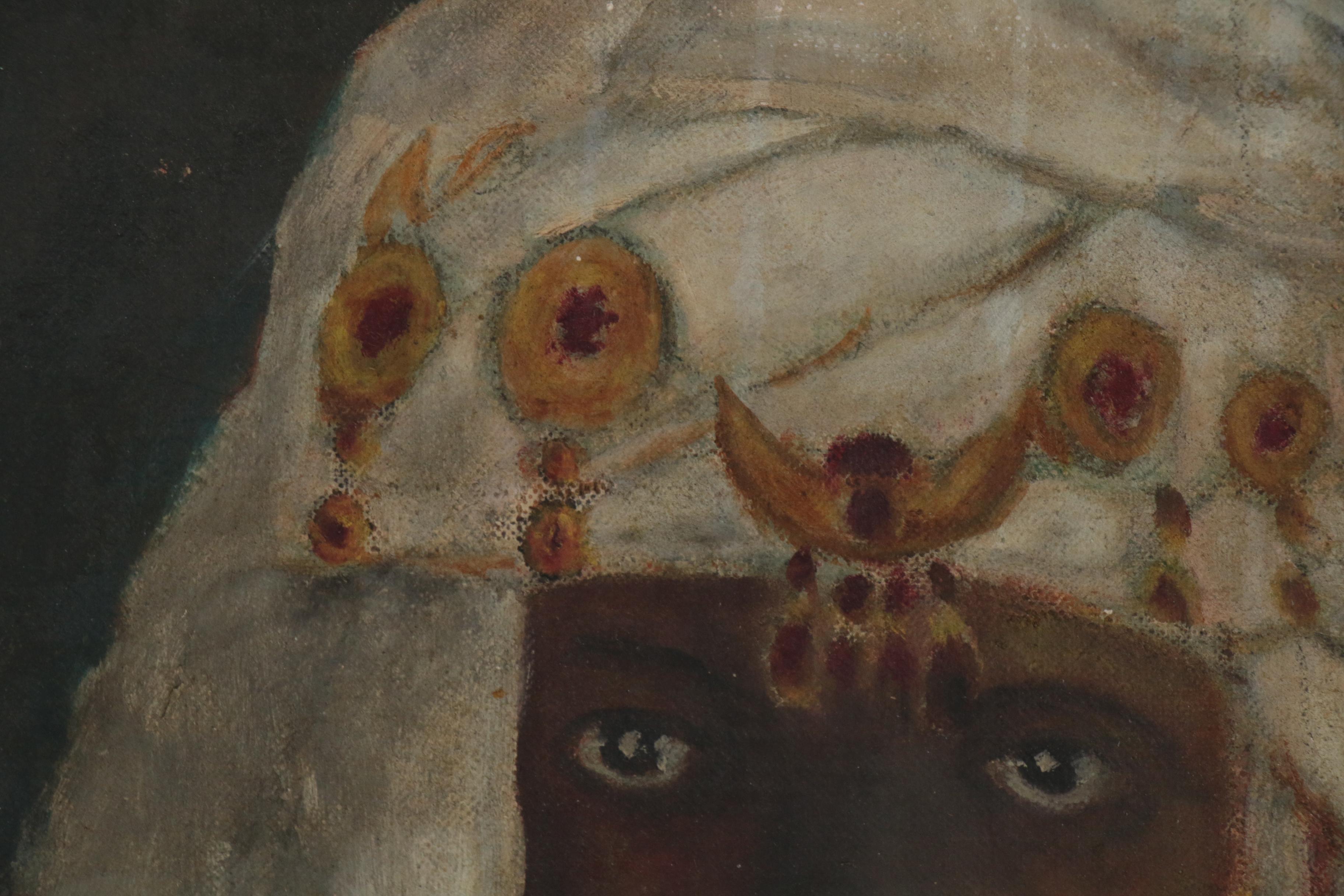 Oil Portrait Painting of Middle Eastern Royalty, 19th Century