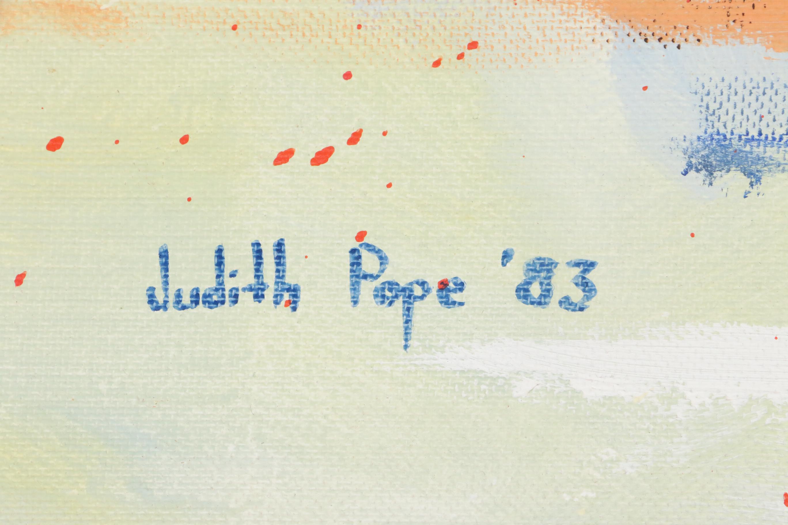 Judith Pope Abstract Floral Still Life Oil Painting, 1983