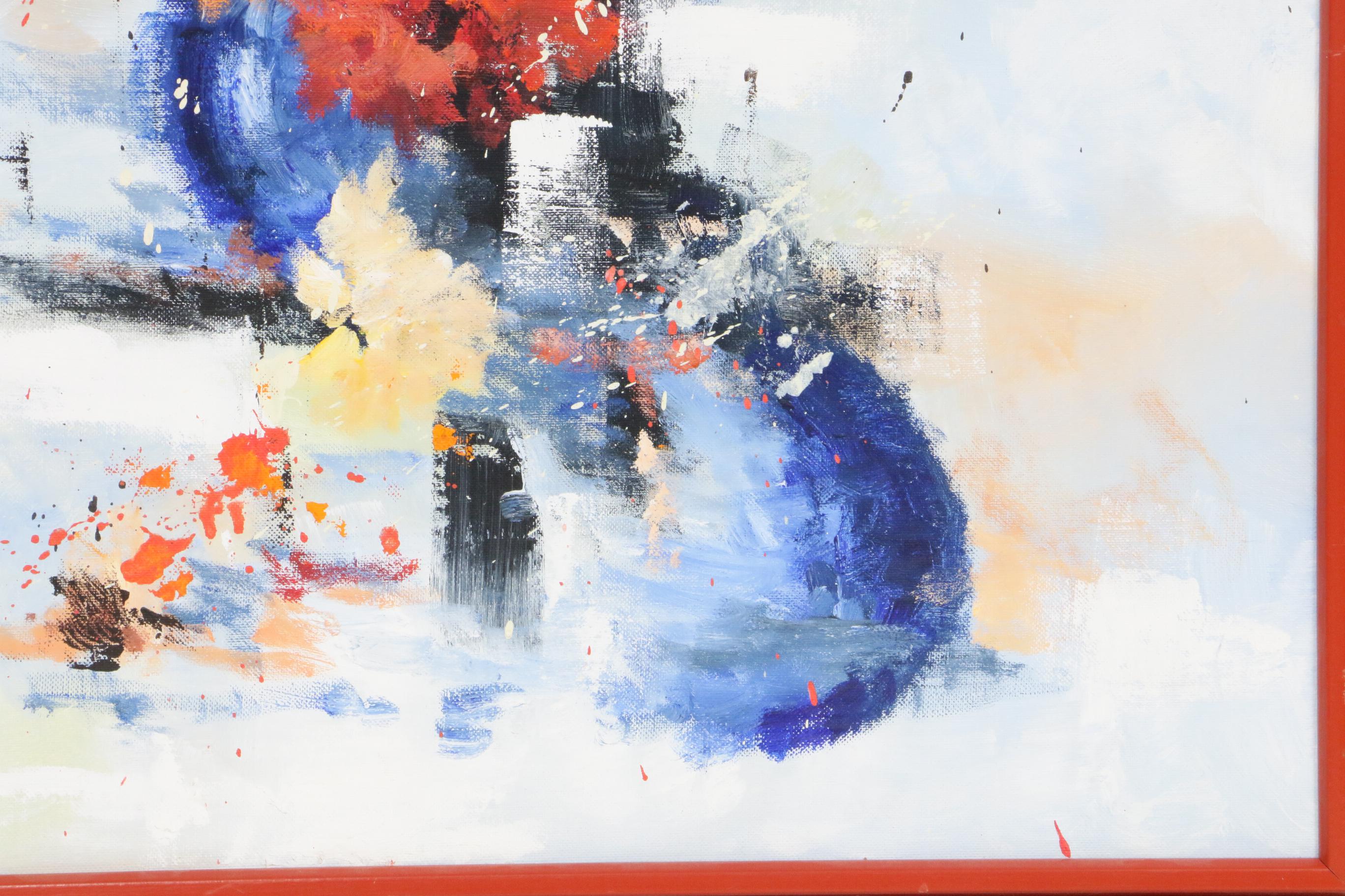 Judith Pope Abstract Floral Still Life Oil Painting, 1983