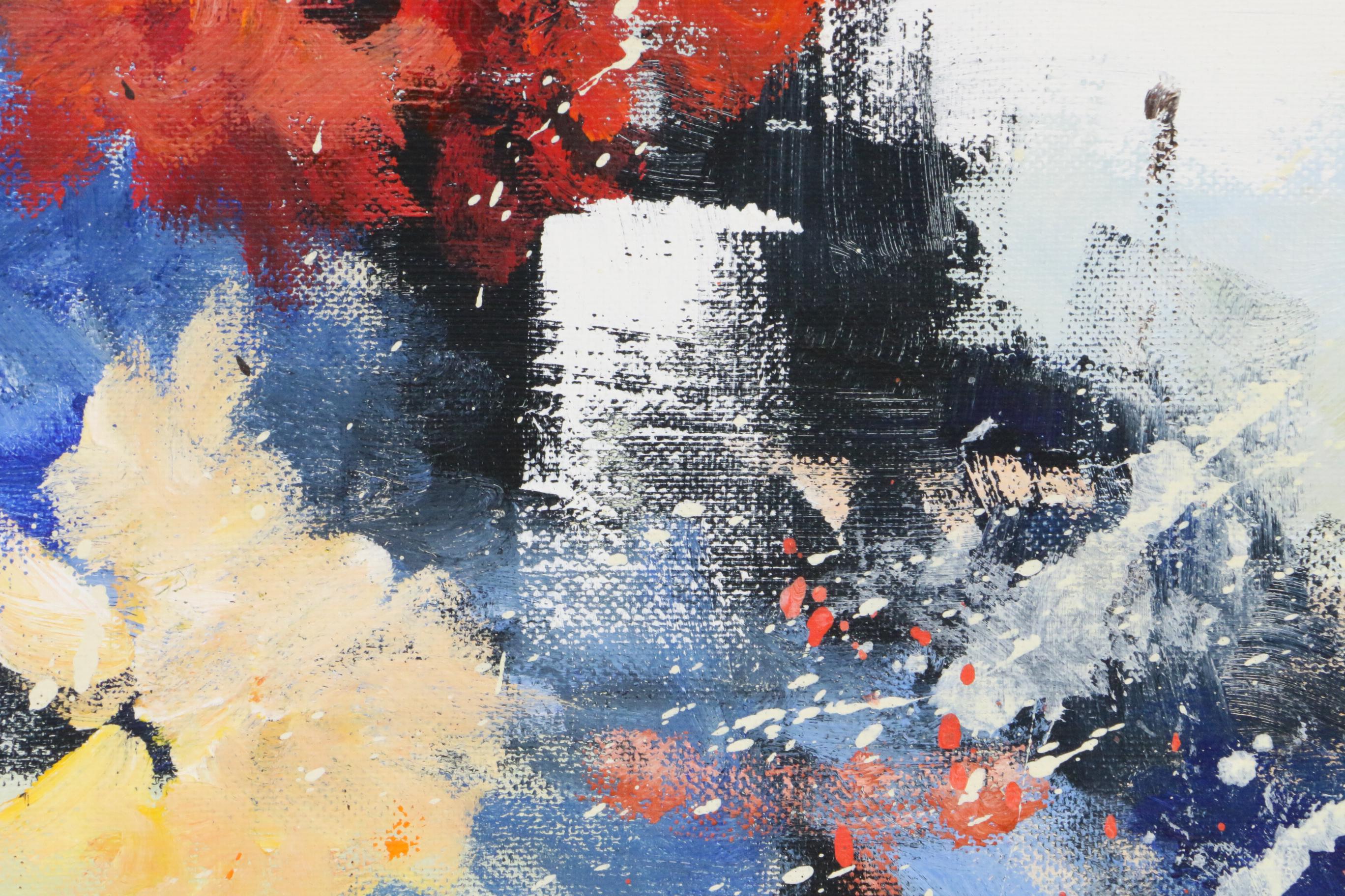 Judith Pope Abstract Floral Still Life Oil Painting, 1983