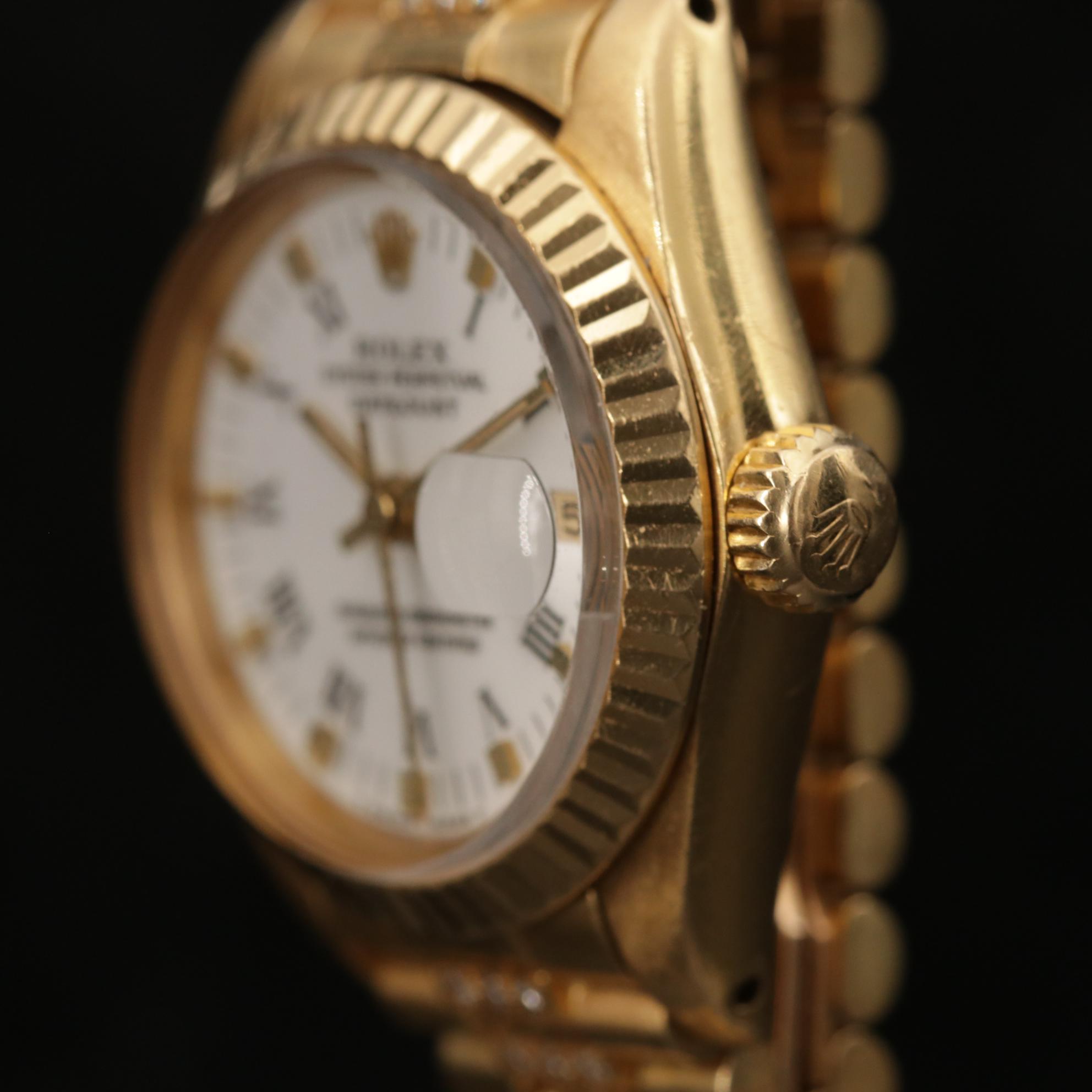 Rolex Datejust 6917 18K Gold Watch with 1.62 CTW Diamond Bracelet, 1981