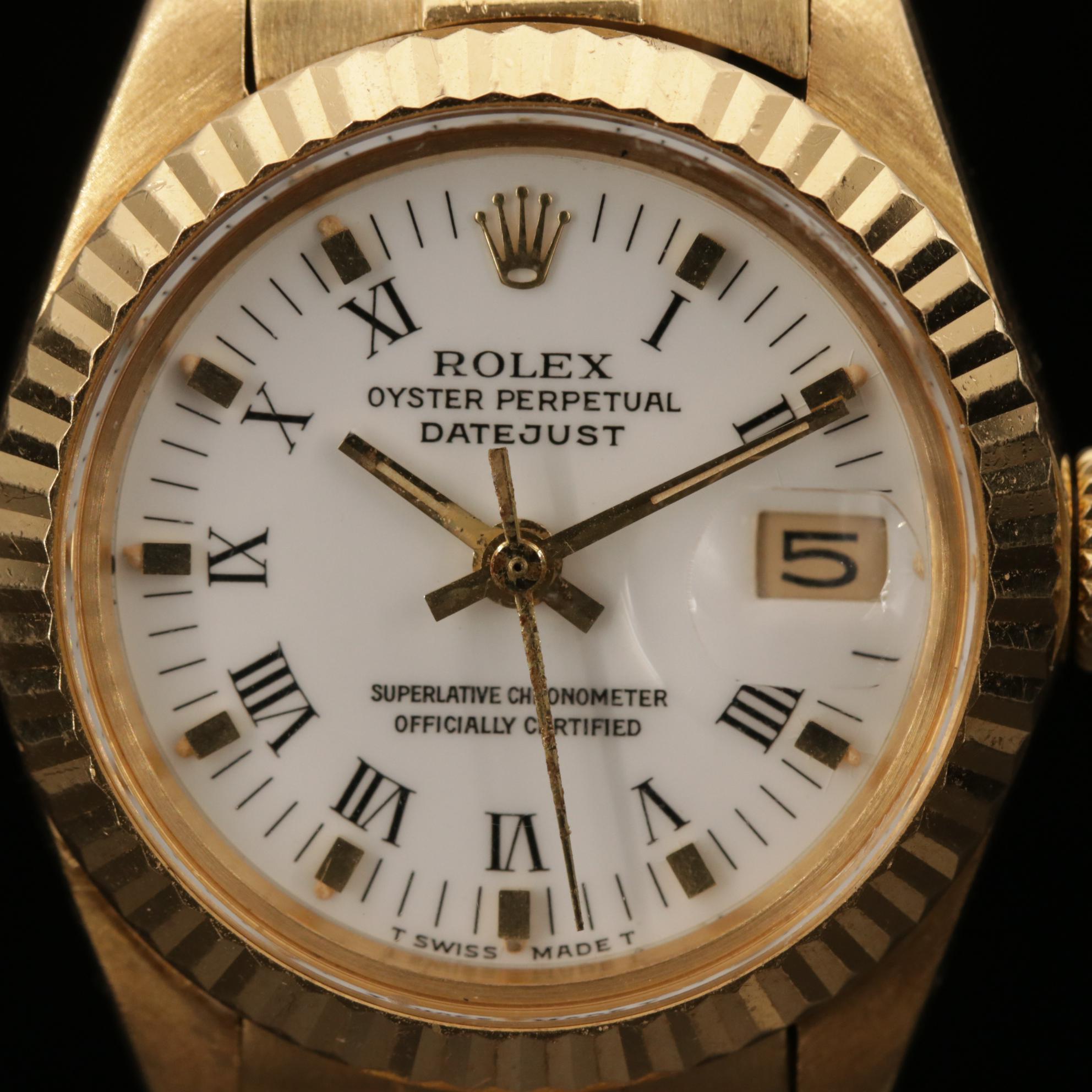 Rolex Datejust 6917 18K Gold Watch with 1.62 CTW Diamond Bracelet, 1981