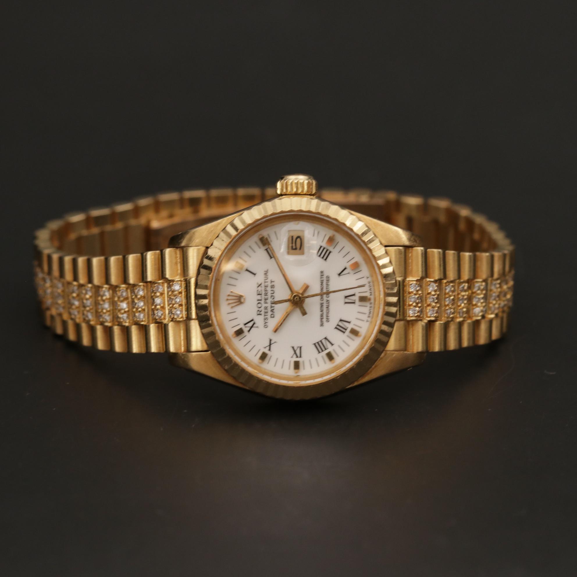 Rolex Datejust 6917 18K Gold Watch with 1.62 CTW Diamond Bracelet, 1981