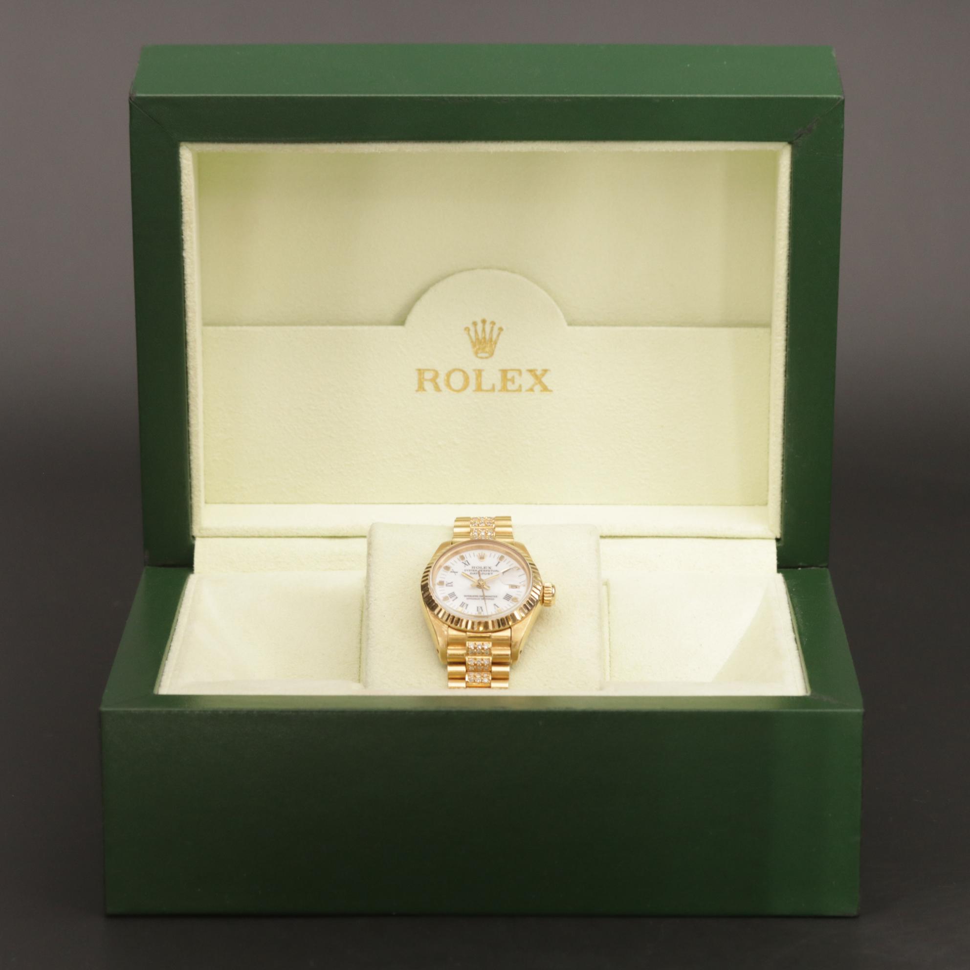 Rolex Datejust 6917 18K Gold Watch with 1.62 CTW Diamond Bracelet, 1981