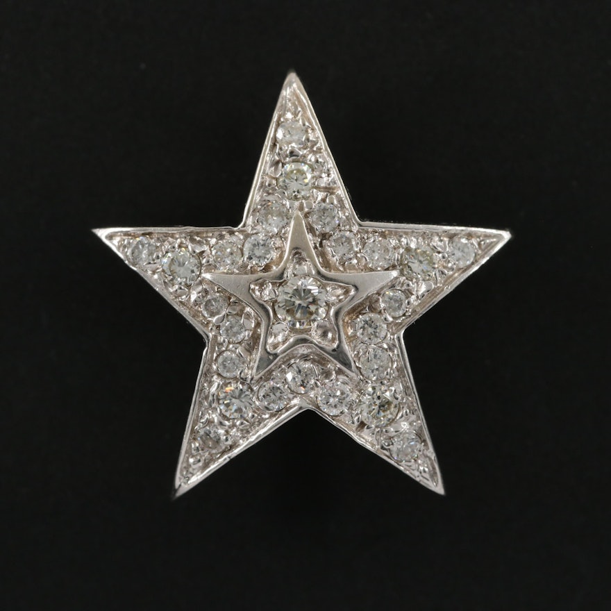 14K White Gold Diamond Star Slide Pendant