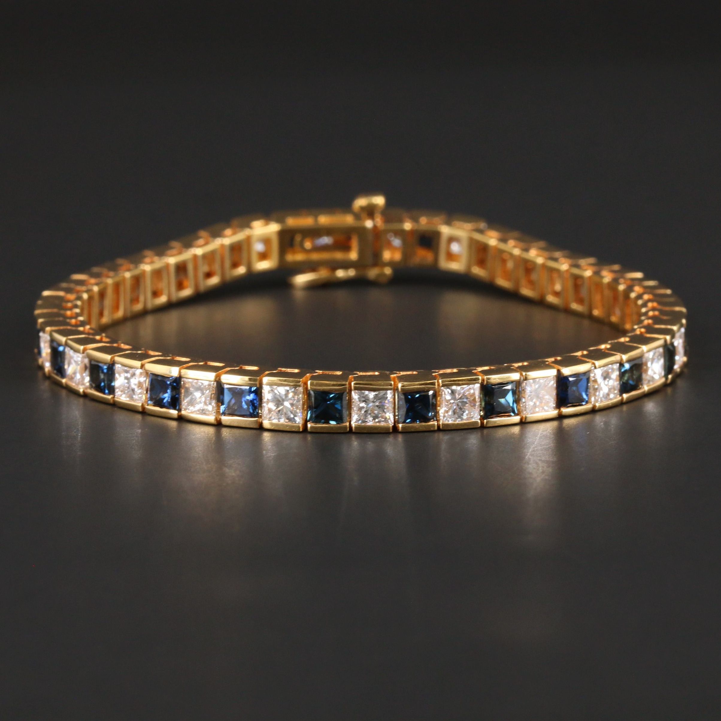 14K Yellow Gold Sapphire and Diamond Bracelet