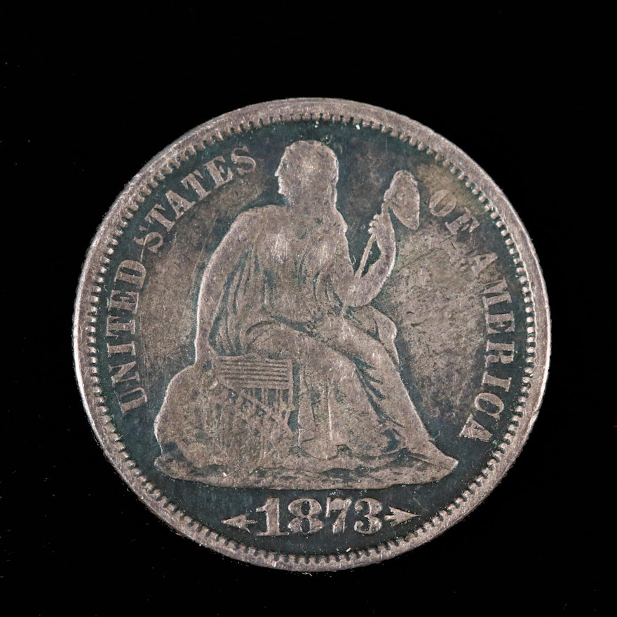 1873 with Arrows Seated Liberty Silver Dime