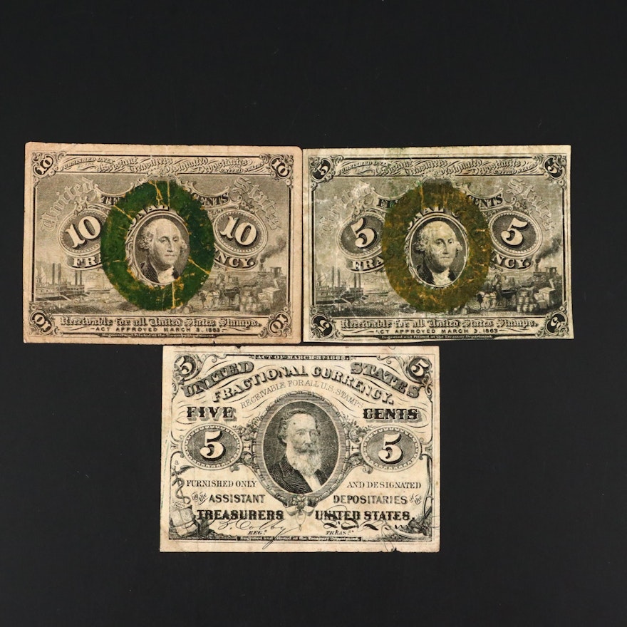 Three U.S. Fractional Currency Notes