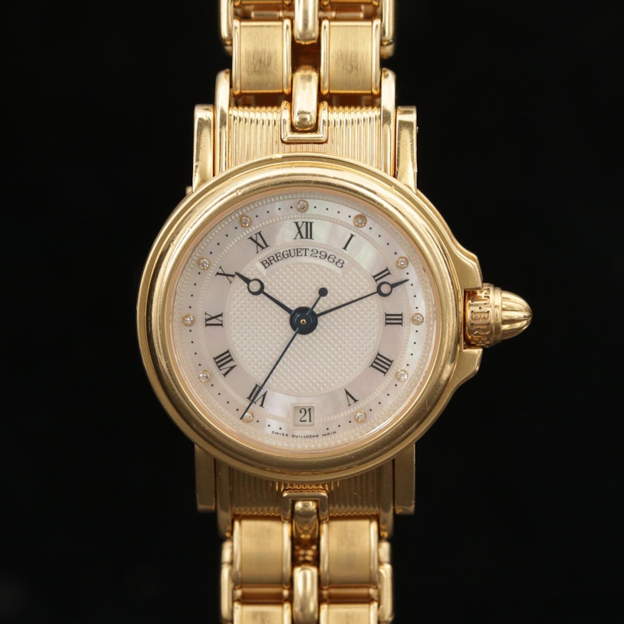 Breguet Marine Automatic 18K Yellow Gold Wristwatch with Diamond Dial, 1998