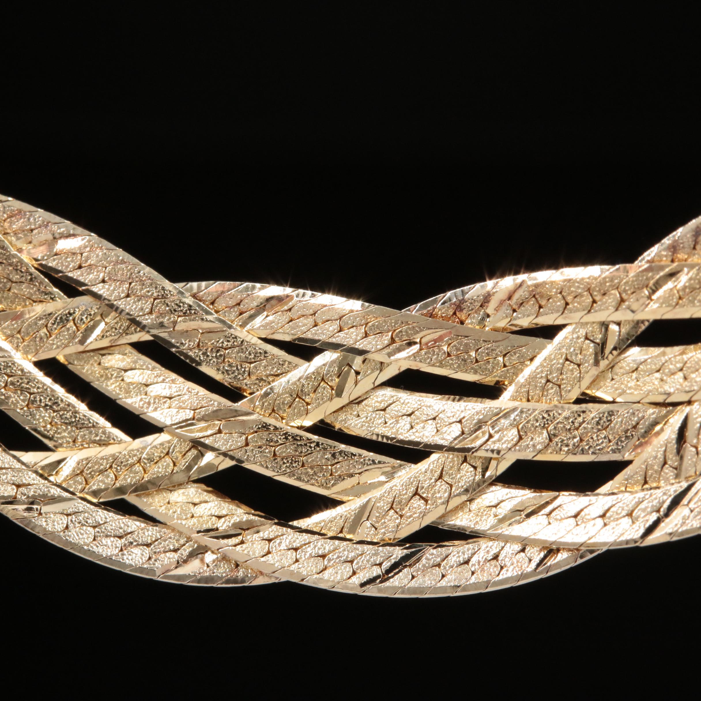 Sterling Silver Braided Herringbone Chain Necklace