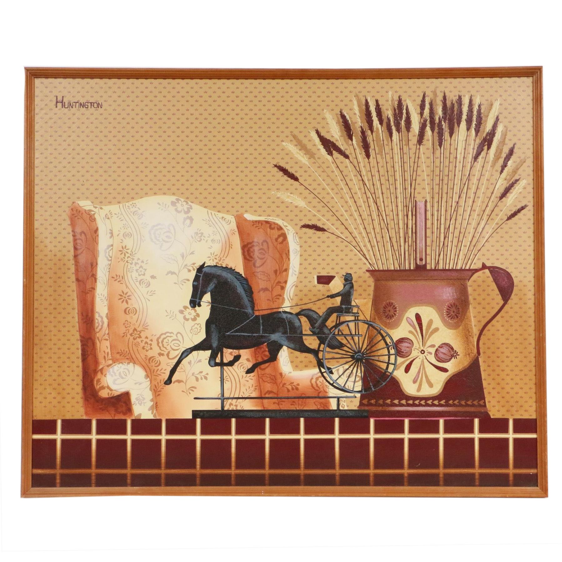H. Huntington Folk Art Oil Painting