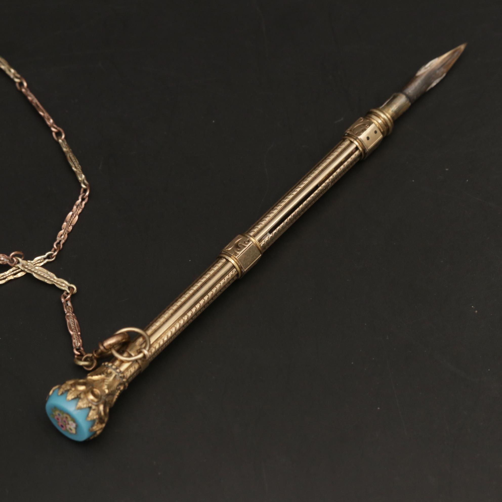 Antique New England Watch Co. Gold Filled Open Face with Pen Fob, Circa 1900