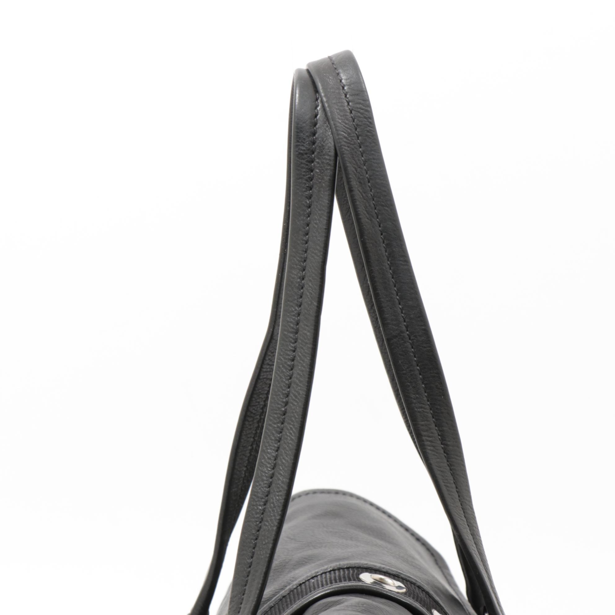 Prada Black Leather and Tessuto Nylon Buckle Flap Shoulder Bag