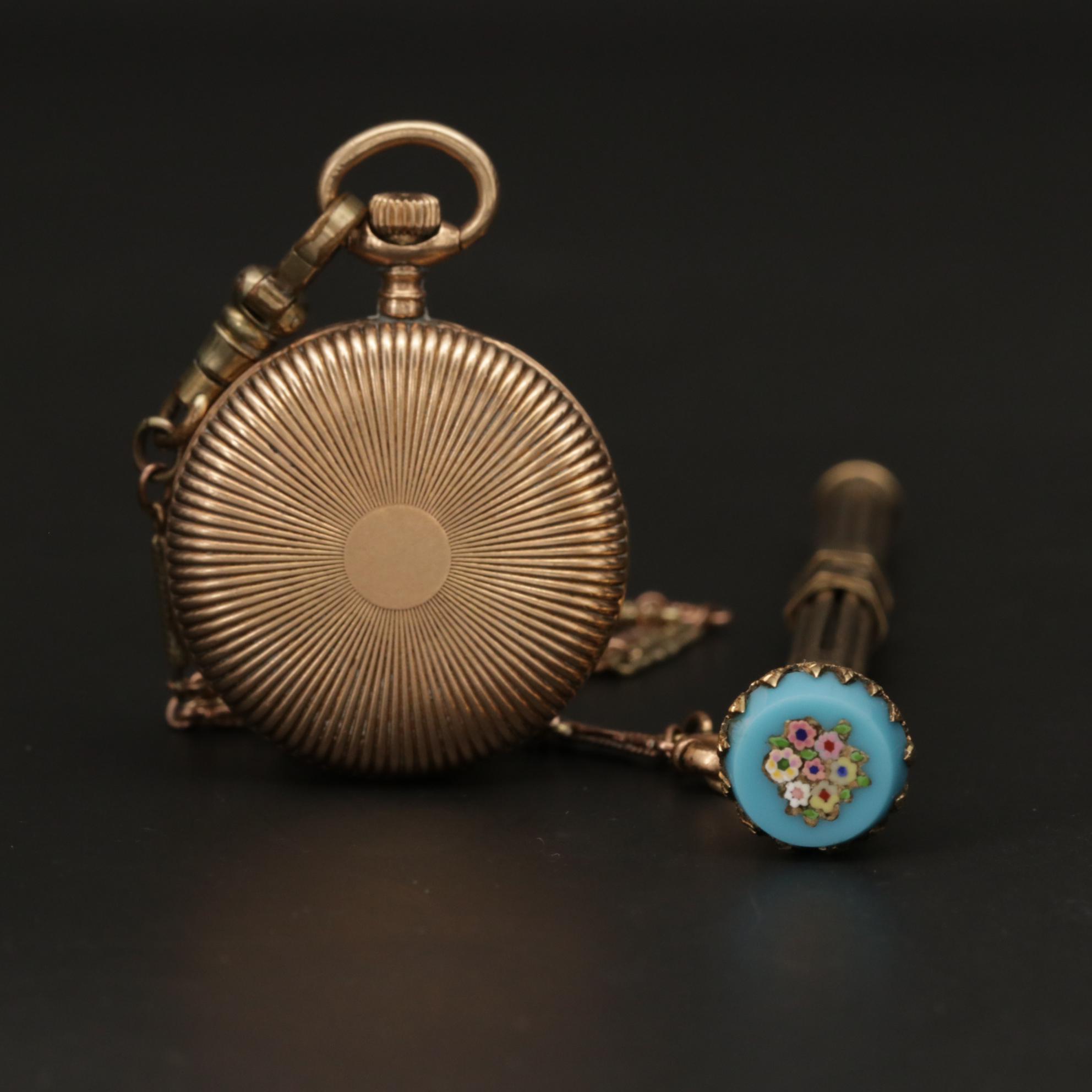 Antique New England Watch Co. Gold Filled Open Face with Pen Fob, Circa 1900