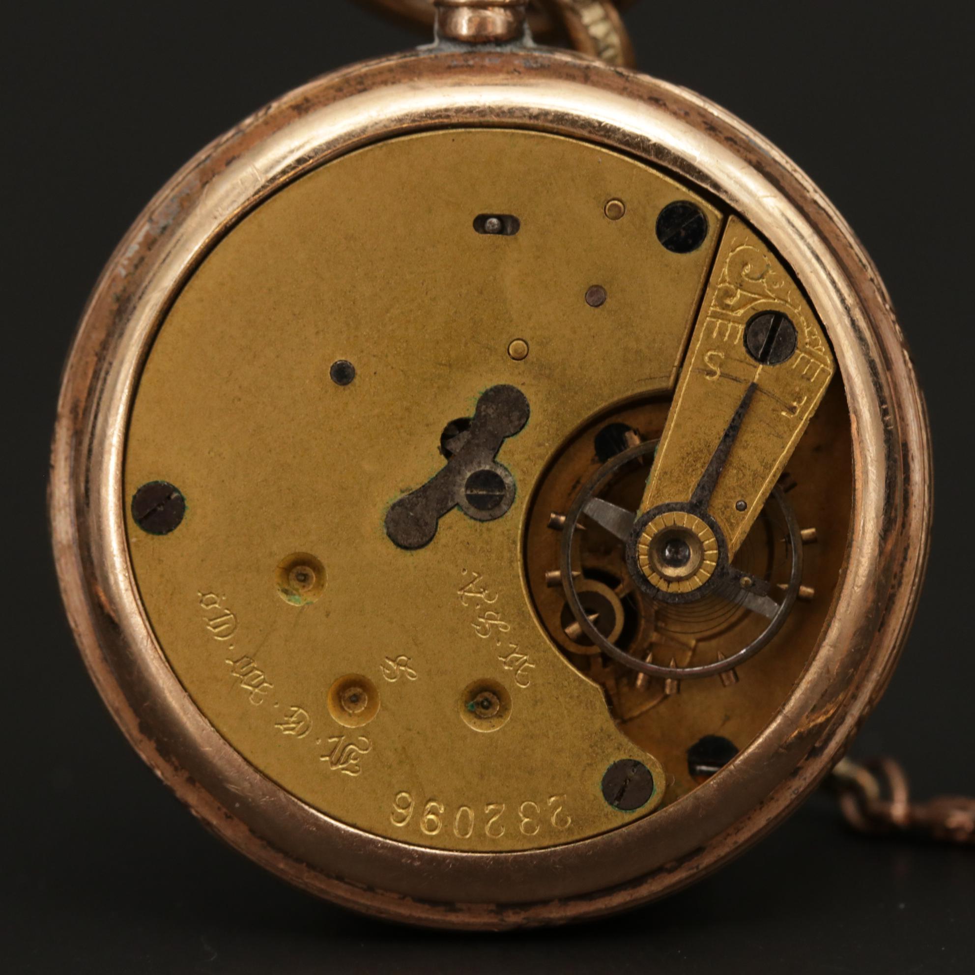 Antique New England Watch Co. Gold Filled Open Face with Pen Fob, Circa 1900