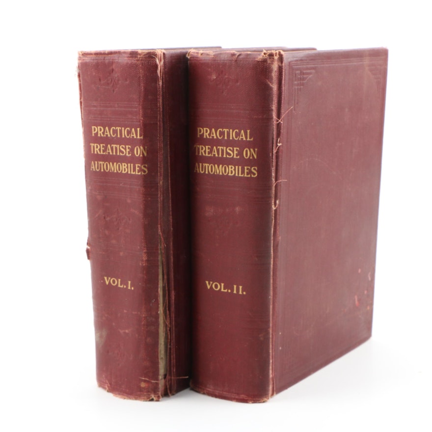 1913 "Practical Treatise on Automobiles" Edited by Oscar Schmidt, Two Volume Set
