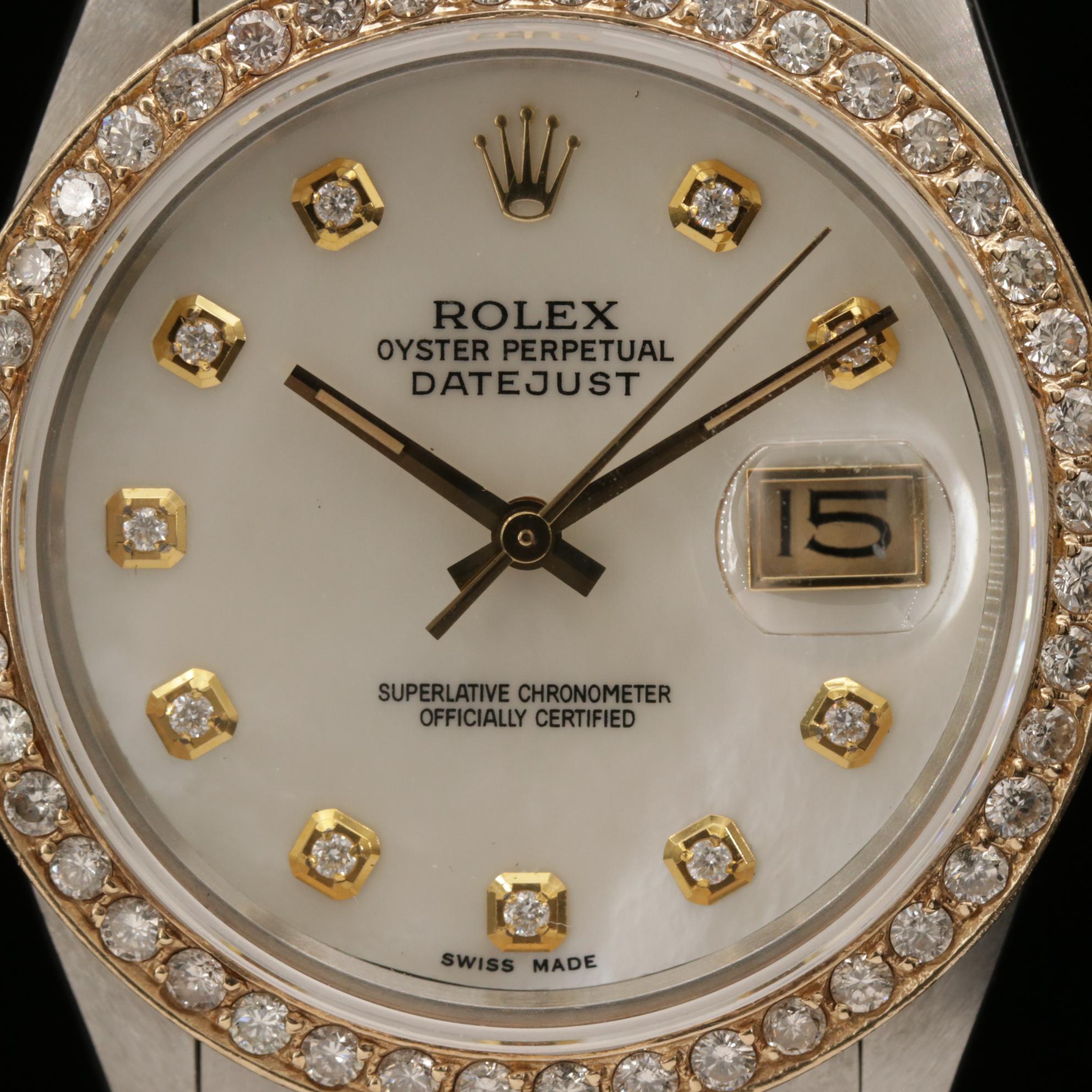 Rolex Datejust 18K Gold and Stainless Steel 1.35 CTW Diamond Watch, 1986