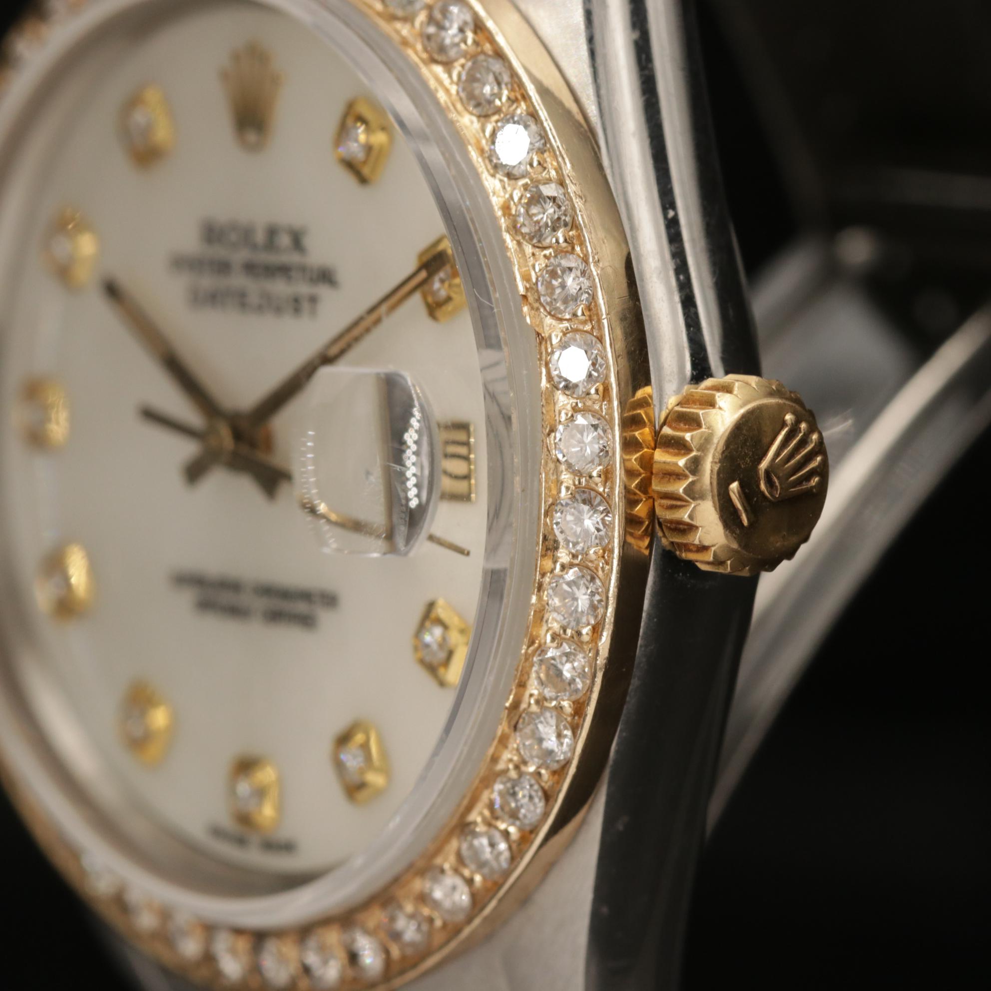 Rolex Datejust 18K Gold and Stainless Steel 1.35 CTW Diamond Watch, 1986