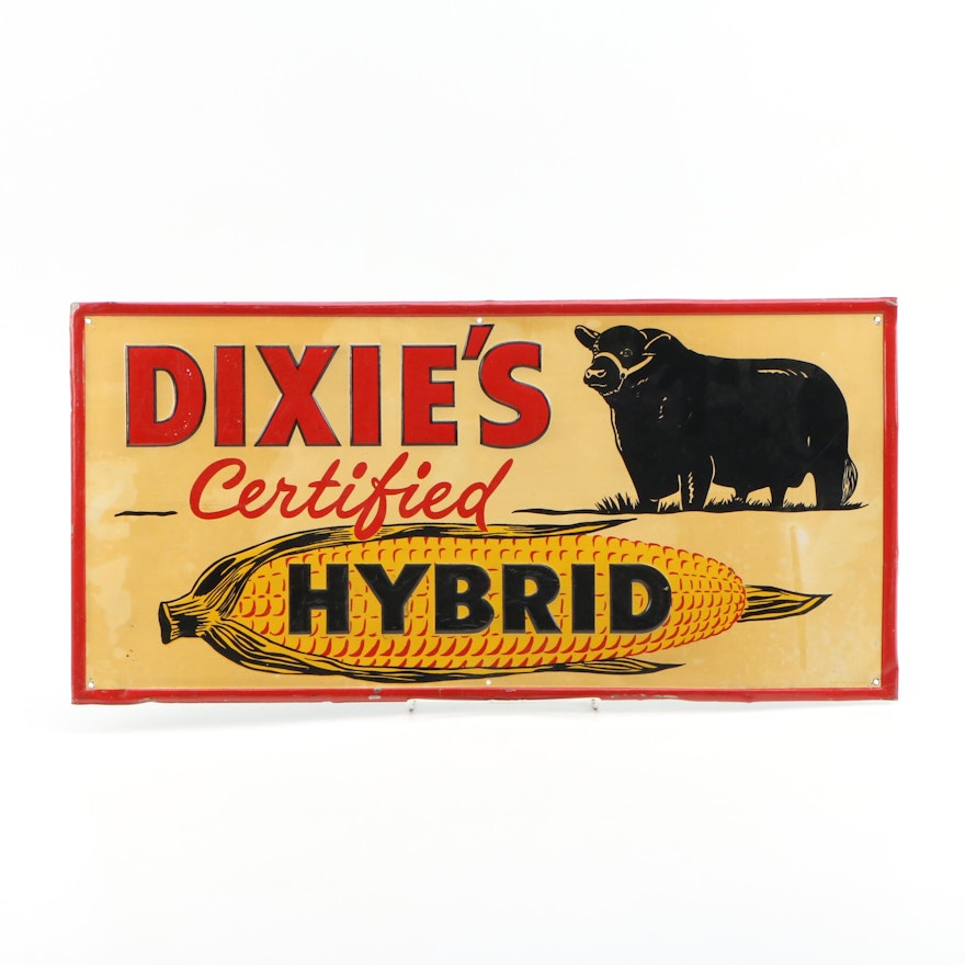 Dixie's Certified Hybrid Corn Metal Advertising Sign